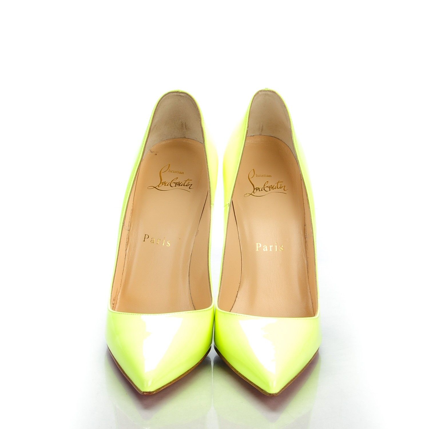 Christian Louboutin o1s1wg110924 Kate 100 Patent Pumps in Yellow Size US 7 / IT 37 - 3 Thumbnail