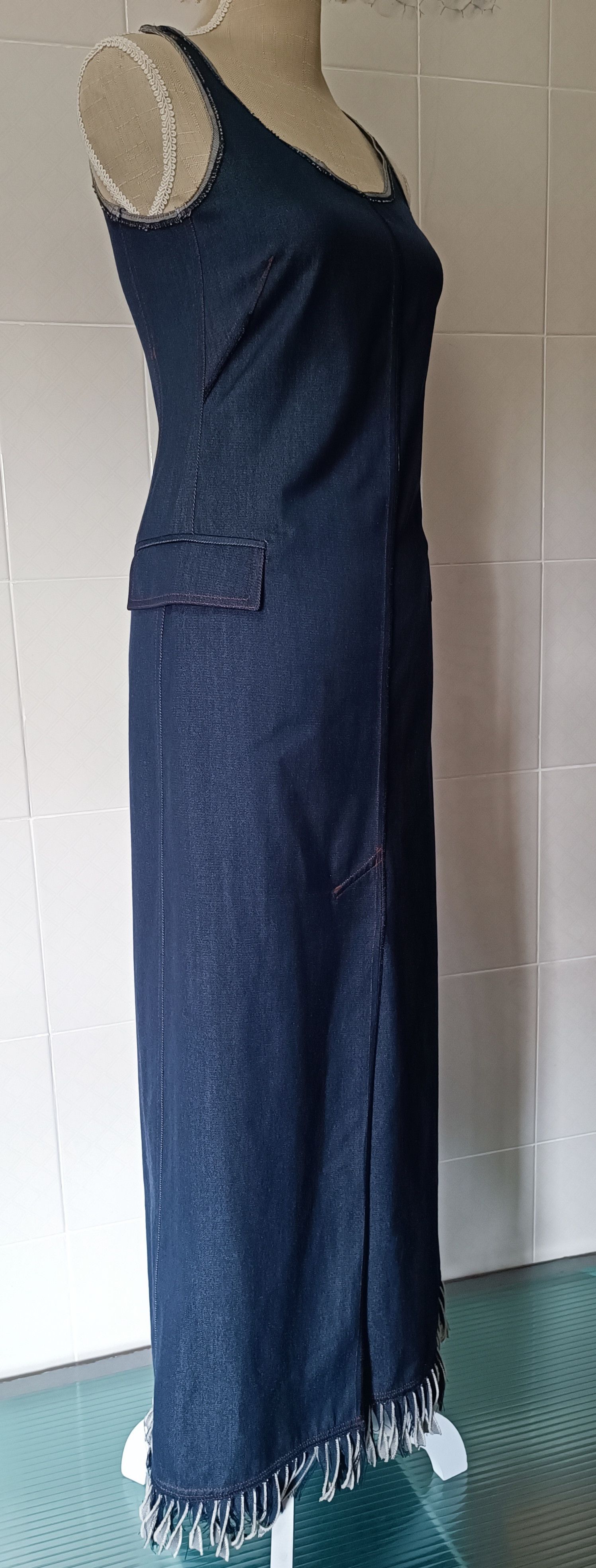 Jean Paul Gaultier FW1992/93- Gaultier Jeans - Long dress with fringes Size S / US 4 / IT 40 - 10 Thumbnail