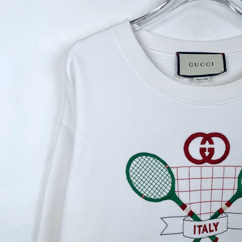 Gucci Gucci White logo printed round-neck cotton long-sleeved swe Size US S / EU 44-46 / 1 - 3 Thumbnail