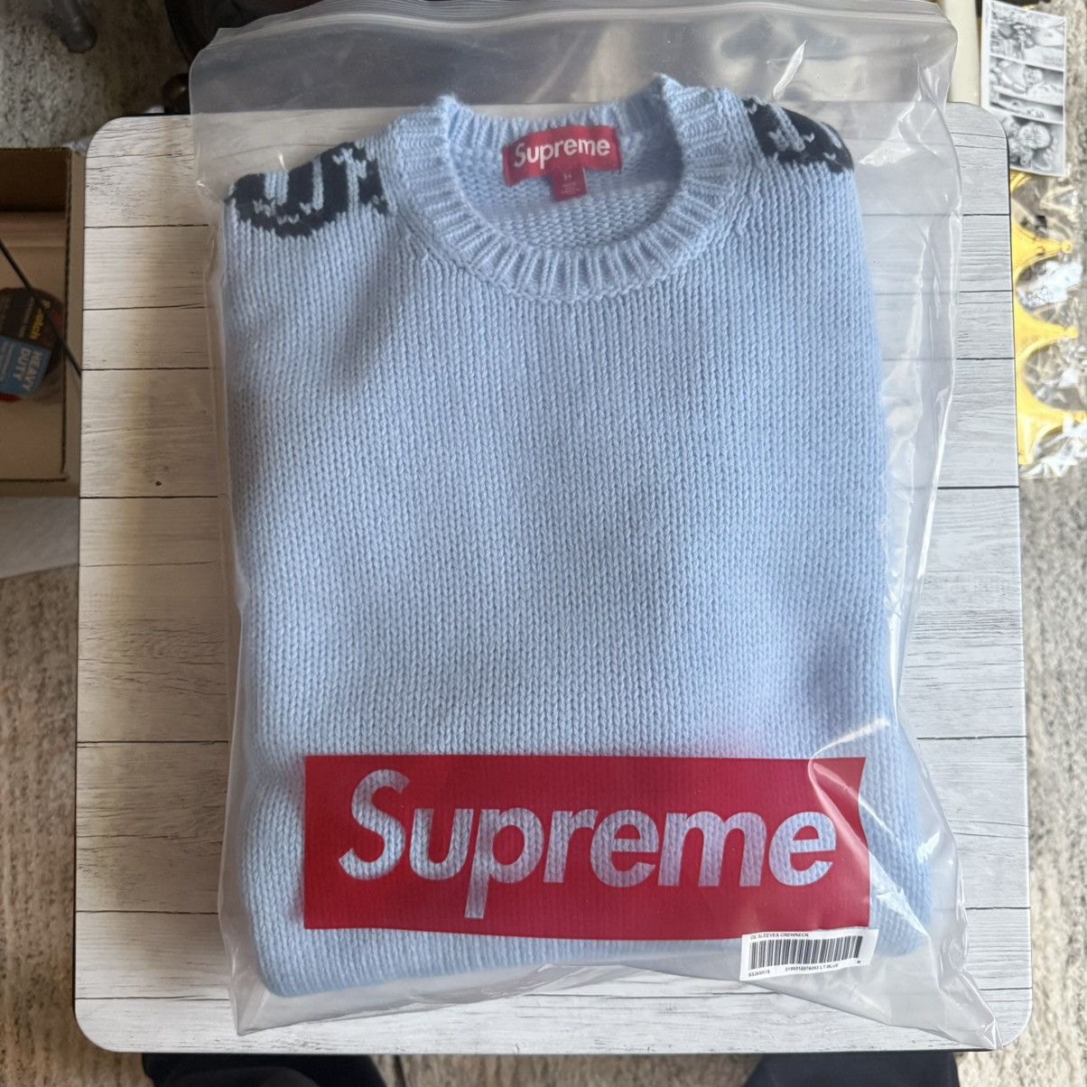 Supreme Old English Sleeves Sweater - Light Blue (SS26) Size US M / EU 48-50 / 2 - 2 Thumbnail