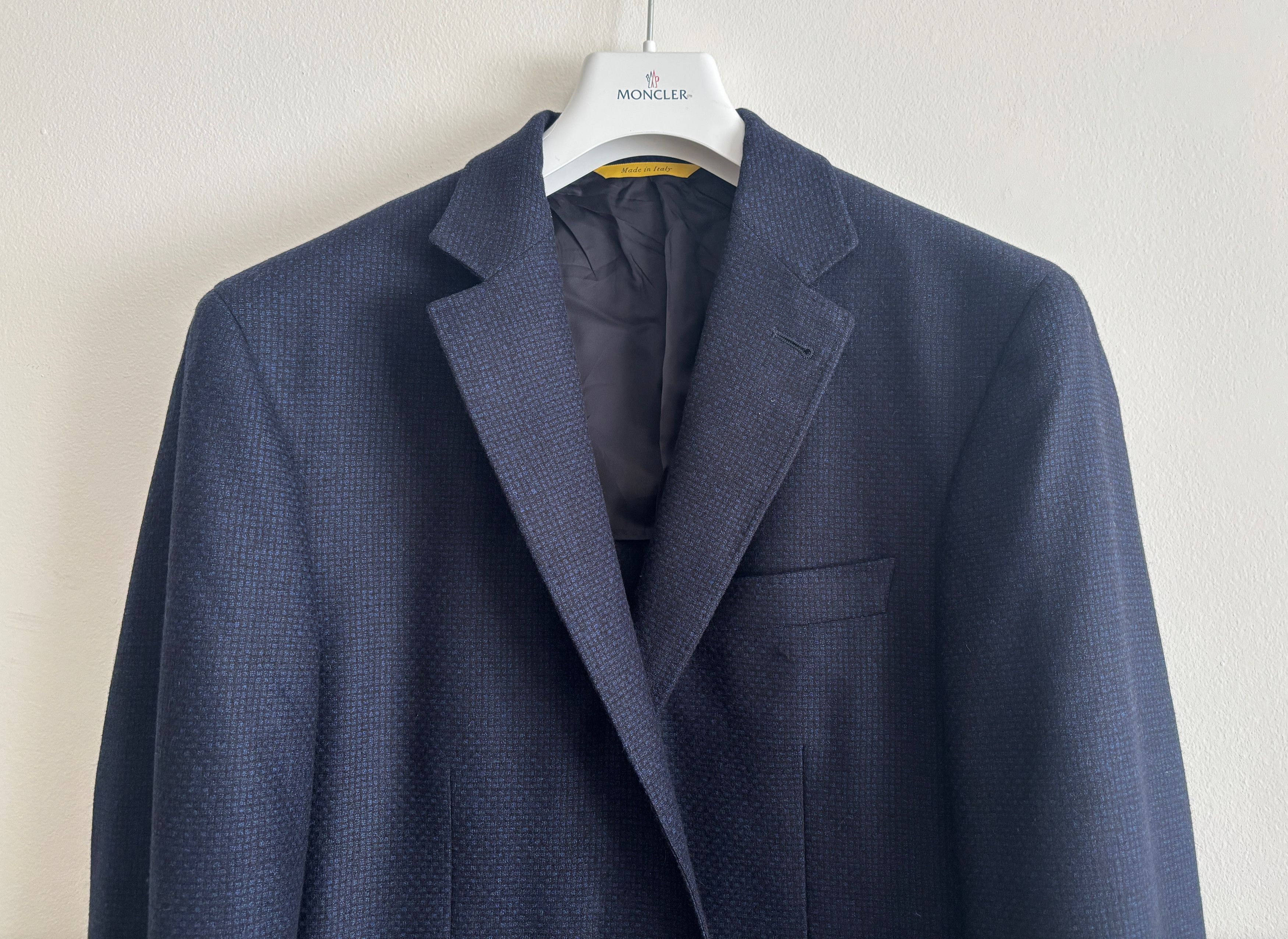 Canali $1595 Kei Navy Blue Microcheck Unstructured Wool Sport Coat Size 46R - 2 Thumbnail