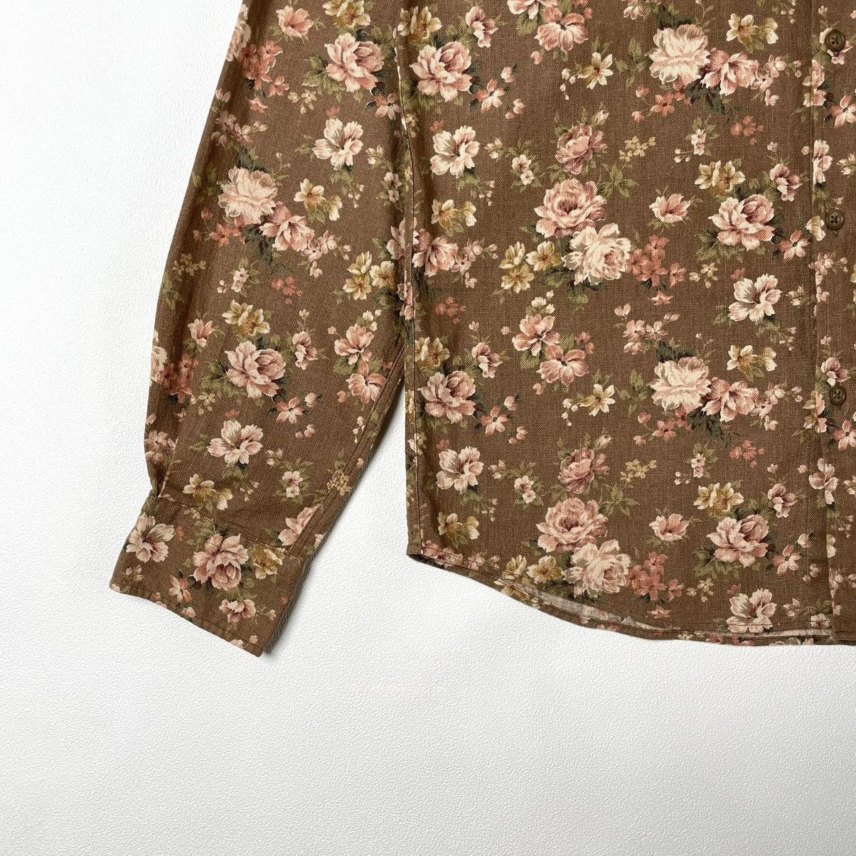 Japanese Brand Tornado Mart Flowers Linen Long Sleeve Shirt Size US M / EU 48-50 / 2 - 3 Thumbnail