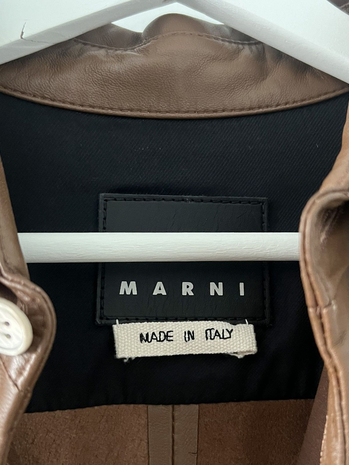 Marni NEW 48 Cognac Brown Calfskin Leather Overshirt Jacket Size US M / EU 48-50 / 2 - 6 Thumbnail