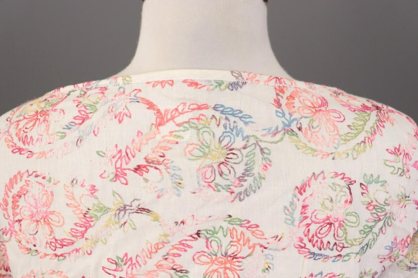 120% Lino 120% Lino White Linen Flroal Drawstring Top Shirt Size 42 Size M / US 6-8 / IT 42-44 - 12 Thumbnail