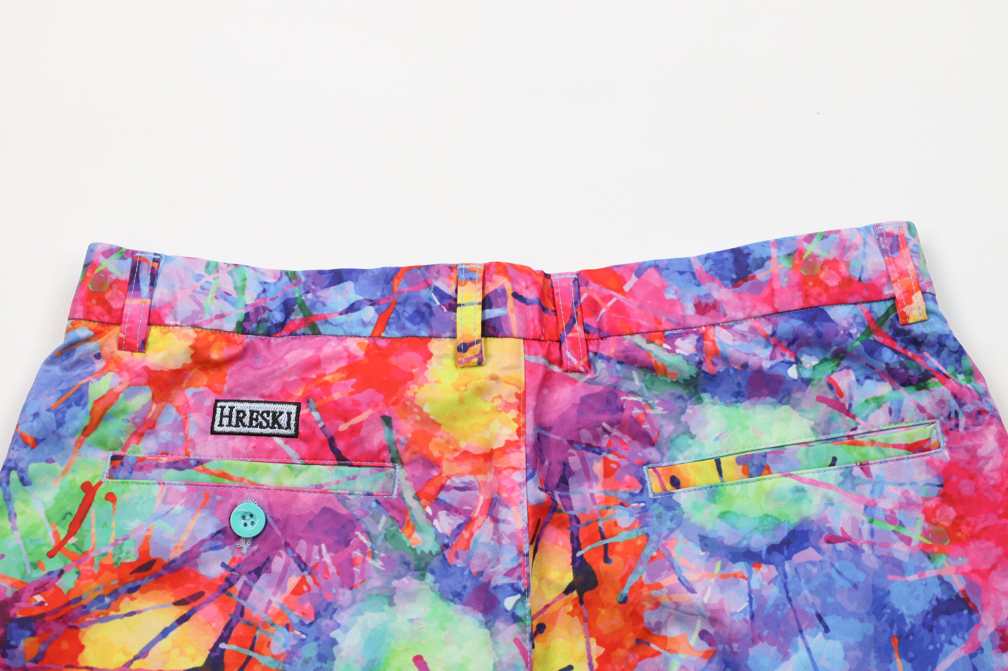Vintage Hreski Golf Rainbow Paint Splatter Golfing Chino Shorts Size US 34 / EU 50 - 8 Thumbnail