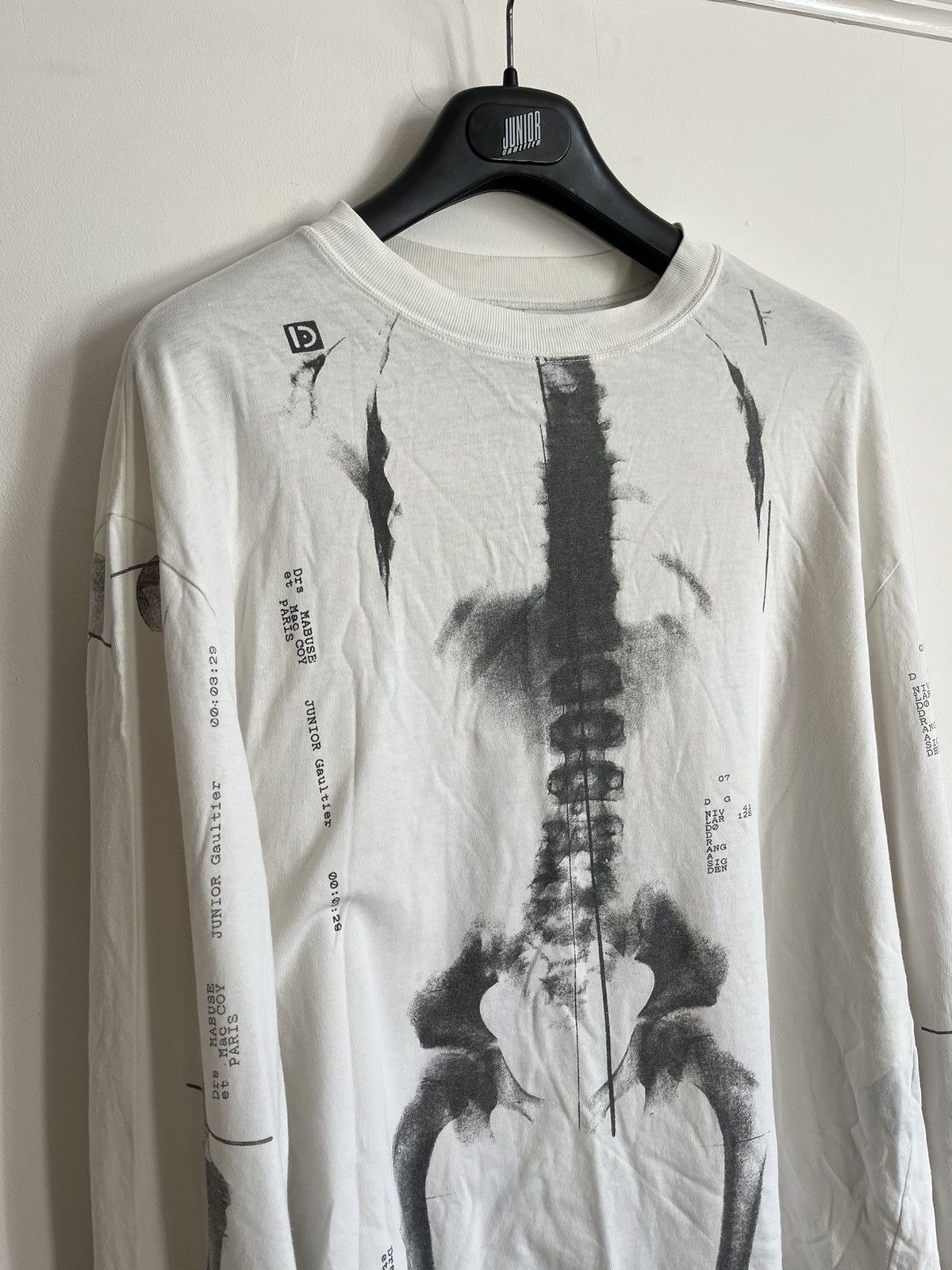 Jean Paul Gaultier SS90 Runway White X-Ray Skeleton Long Sleeve Size US L / EU 52-54 / 3 - 4 Thumbnail