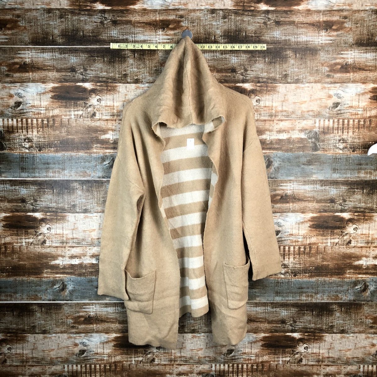 Homespun Knitwear × Japanese Brand Japanese Brand Brown knitwear cardigan Hoodie #A1556 Size L / US 10 / IT 46 - 1 Thumbnail