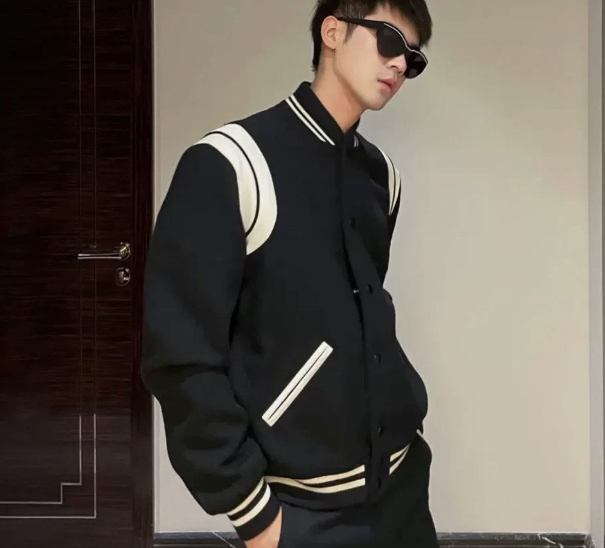 Saint Laurent Paris × Yves Saint Laurent Saint Laurent Teddy baseball jacket2412-Nextarrow Size US M / EU 48-50 / 2 - 9 Thumbnail