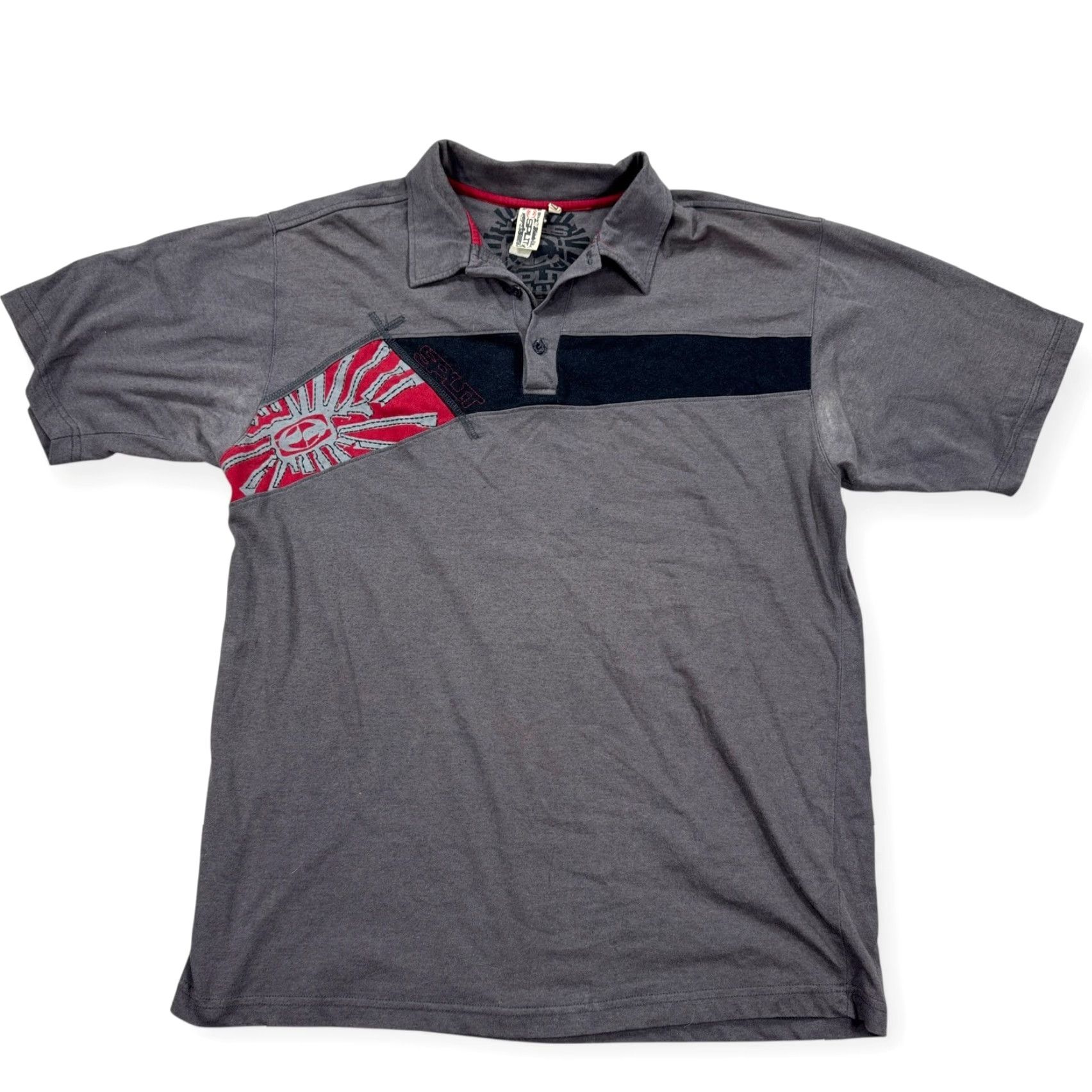 Vintage VINTAGE Y2K Split Shirt Men XL Gray Red Polo Grunge Skater Thrashed Vintage Size US XL / EU 56 / 4 - 2 Thumbnail