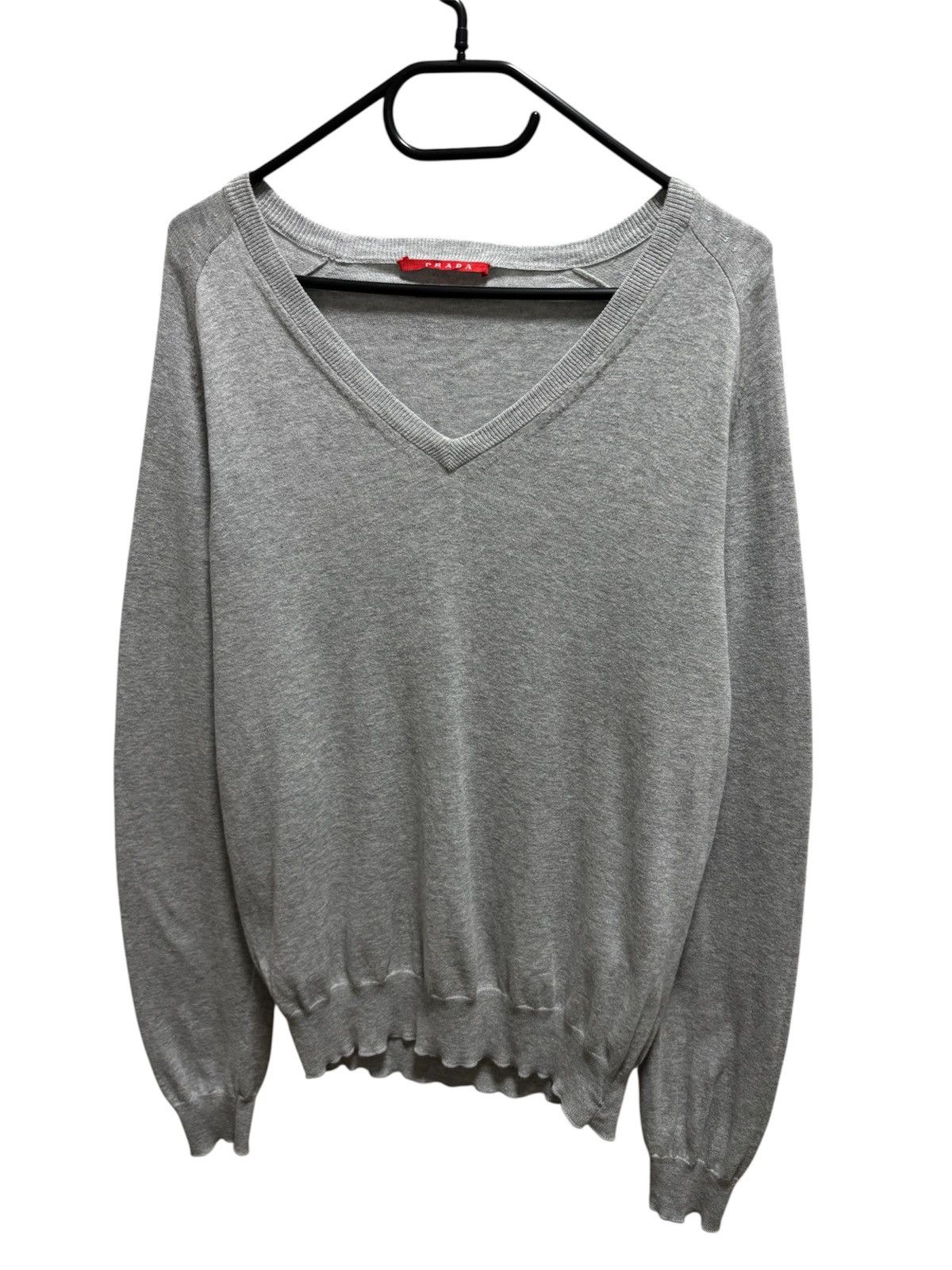 Prada Prada Sweater V-Neck White Tab Logo Back Size US M / EU 48-50 / 2 - 1 Thumbnail