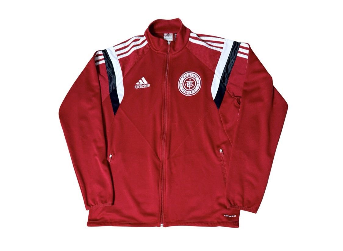 Adidas Adidas Eugene Timbers Track Jacket Red Climacool – Men’s Med Size US M / EU 48-50 / 2 - 1 Thumbnail