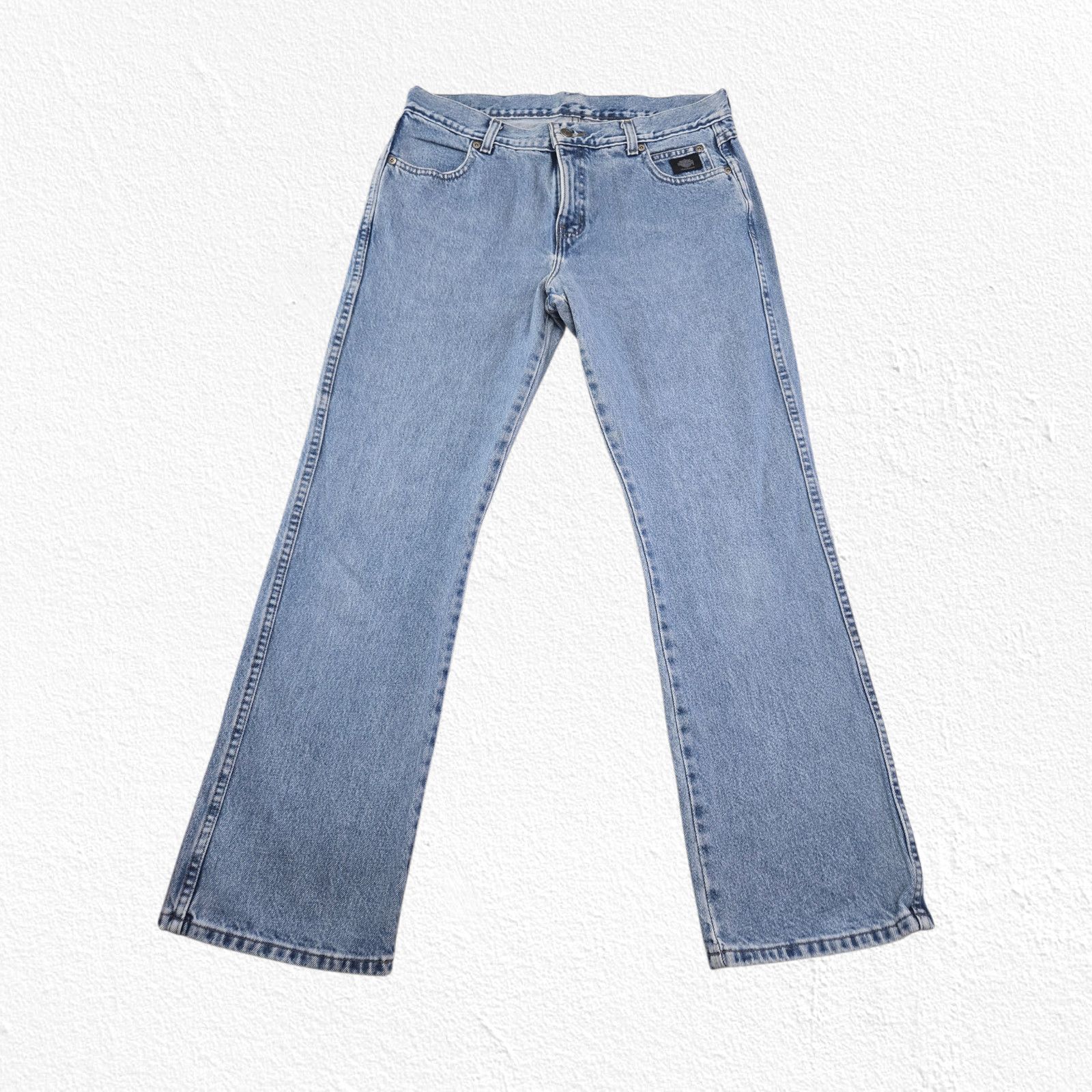 Harley Davidson 2002 Harley-Davidson Bootcut Jeans Light Wash Size 10R Size 32" / US 10 / IT 46 - 2 Thumbnail