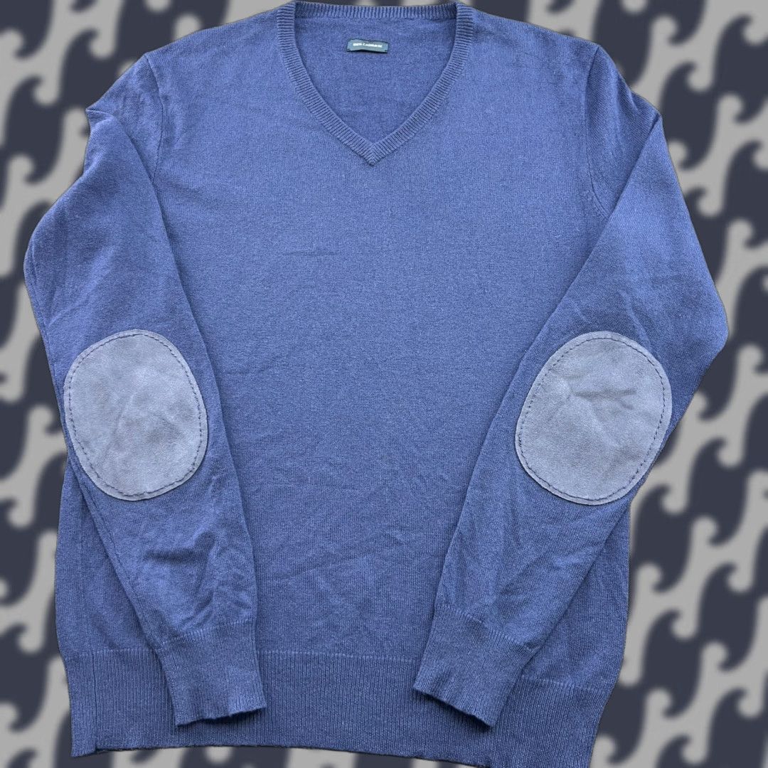 Polo Ralph Lauren Polo Ralph Lauren Mens 100% Cashmere Jumper Size M Blue Elbow Patch V-Neck Sweater Pullover Knit Thermal Casual Shirt? Size US M / EU 48-50 / 2 - 1 Thumbnail