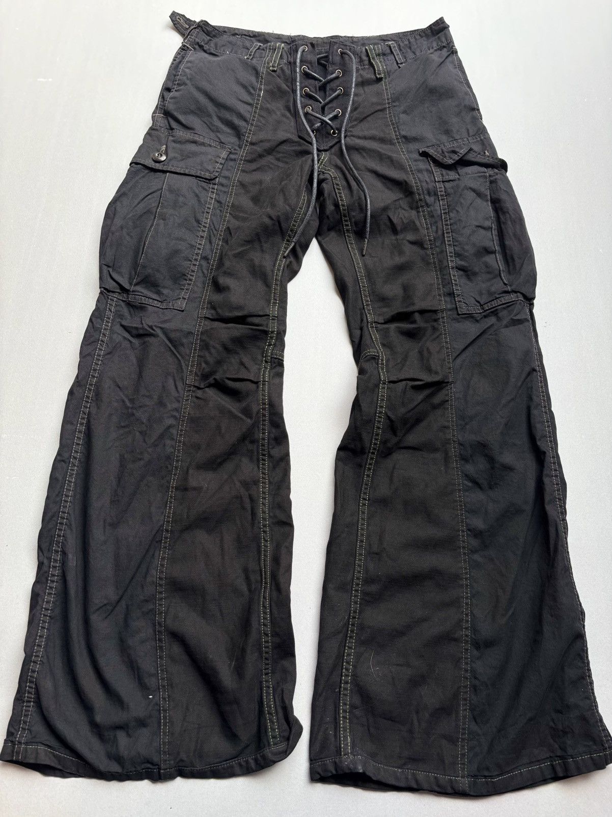 Japanese Brand blue way lace up flare cargo pants Size US 28 / EU 44 - 1 Thumbnail