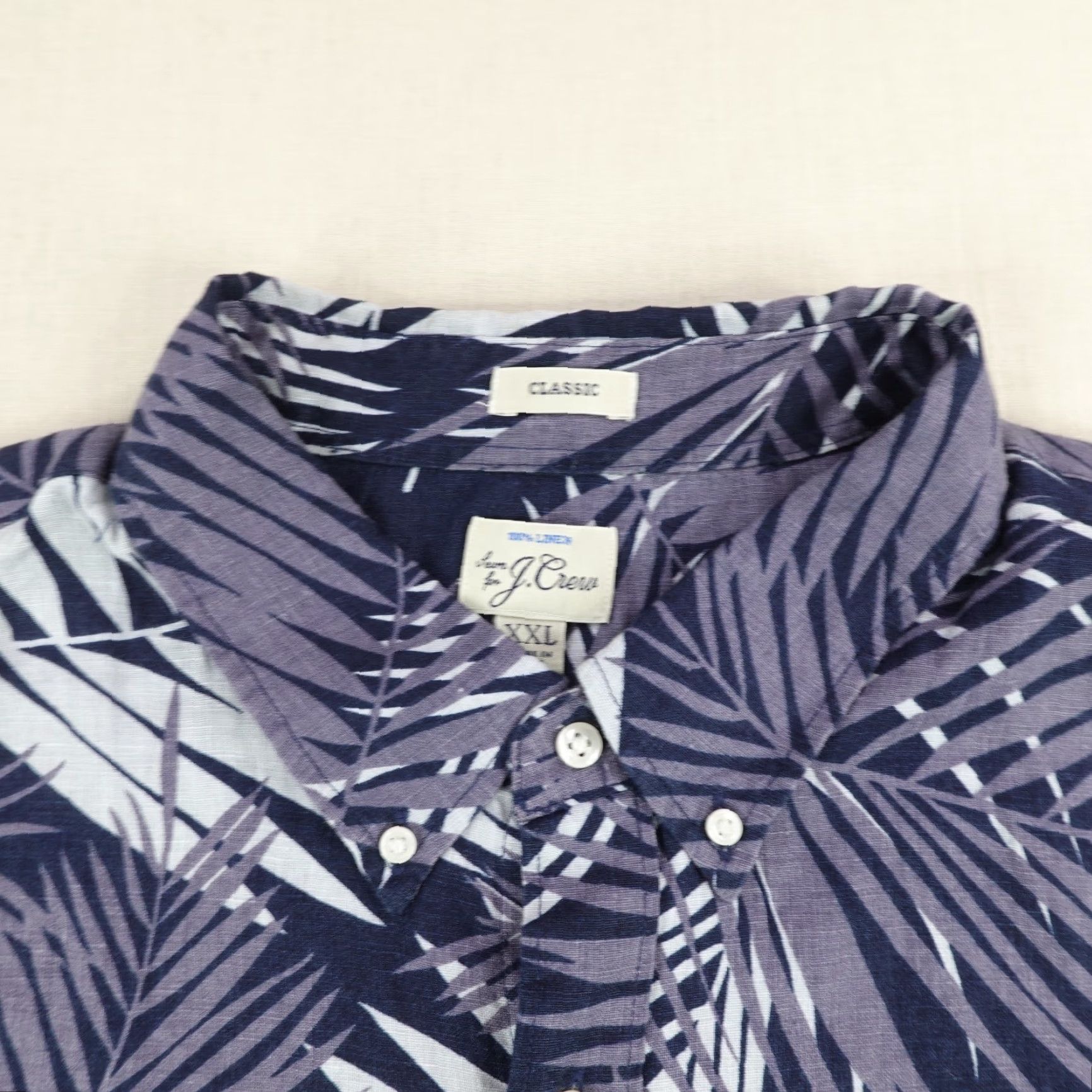 J.Crew VINTAGE J.CREW Men’s Short Sleeve Linen Button-Up Shirt 2XL Blue Palm Leaves Hawaiian Classic Size US XXL / EU 58 / 5 - 2 Thumbnail