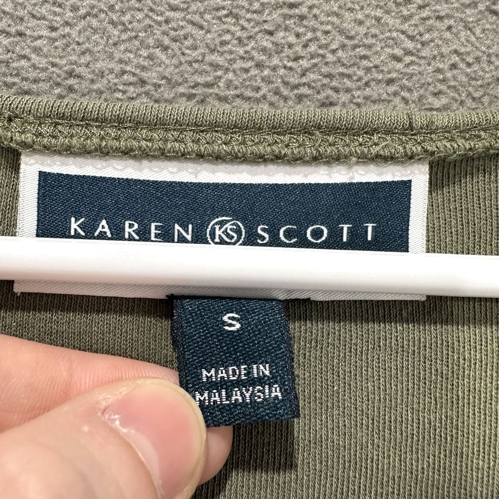 Vintage Karen Scott Top Womens Small Olive Green Scoop-Neck 3/4-Sleeve Casual Pullover Size S / US 4 / IT 40 - 4 Thumbnail