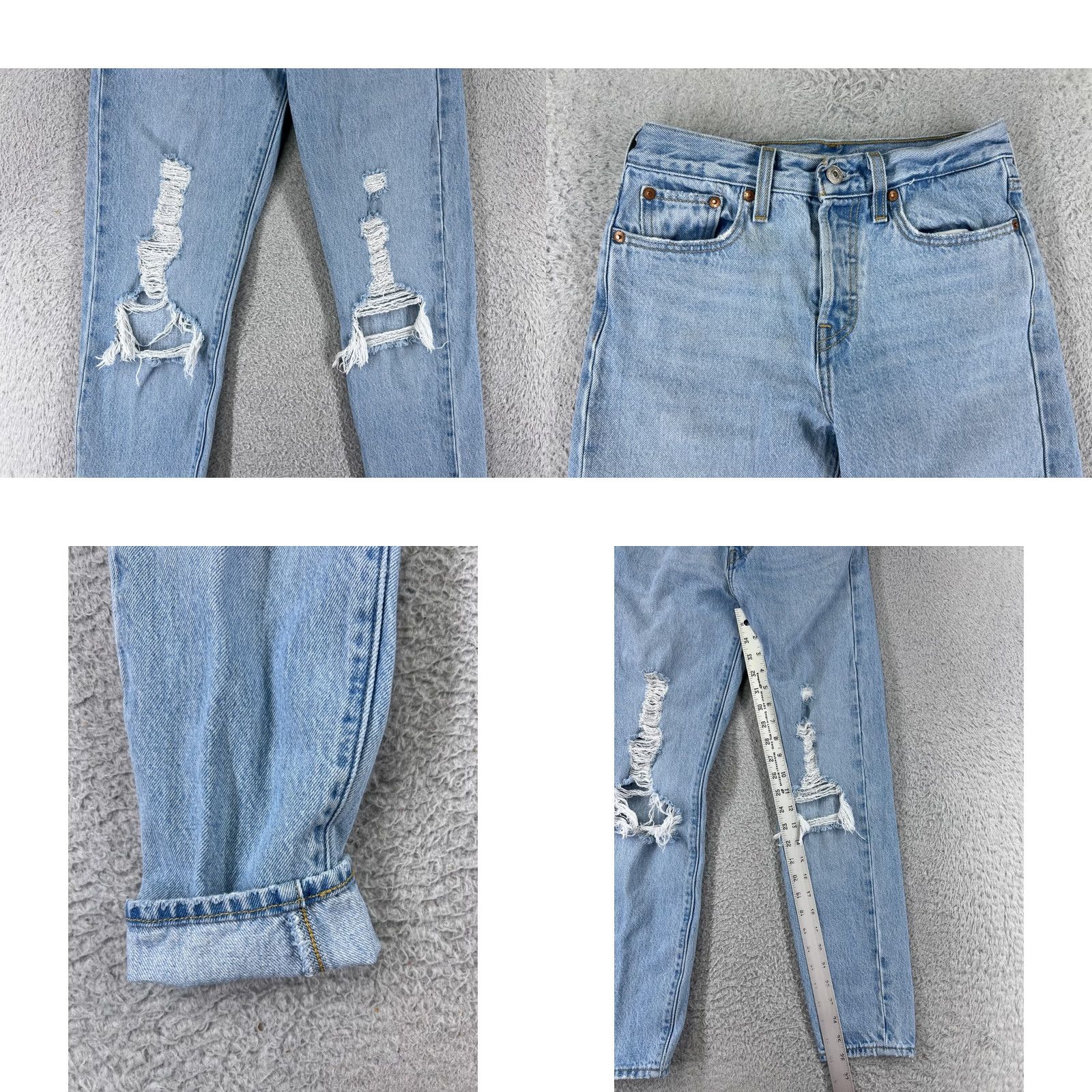 Levi's Levi's Wedgie Jeans Premium Denim Blue Distressed Mid Rise 5-Pocket 26in Inseam Womens Jeans Size 25 Regular Stretch Vintage No Size 42" / US 20 - 8 Thumbnail