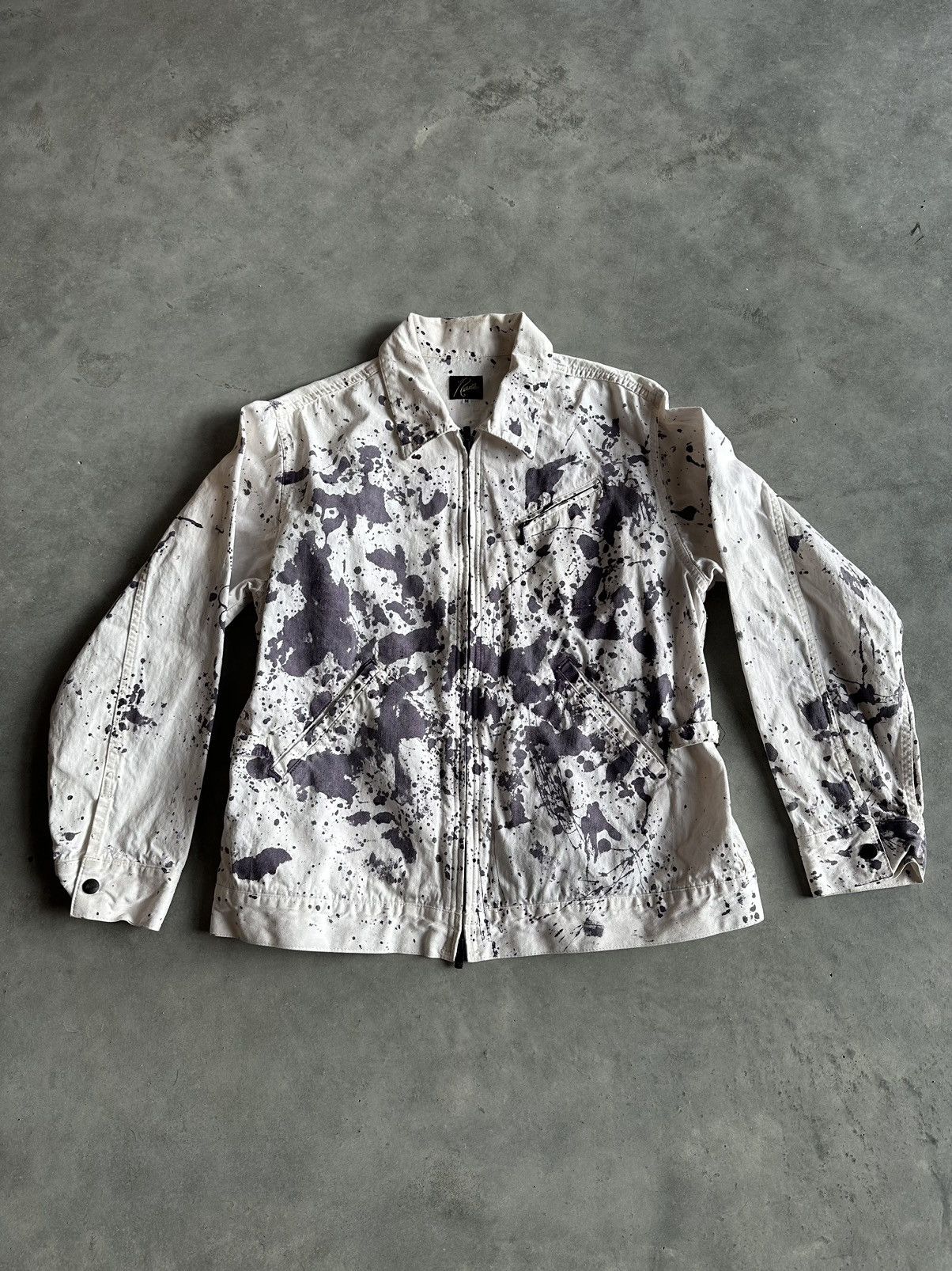 image of Needles Paint Splatter Jacket White Purple, Men's (Size Medium)