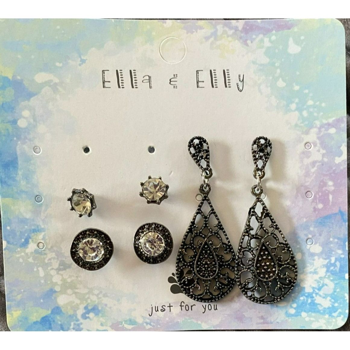 Other Ella & Elly Set Of 3 Pairs Of Earrings - Silver Tone: Drop S Size ONE SIZE - 1 Thumbnail