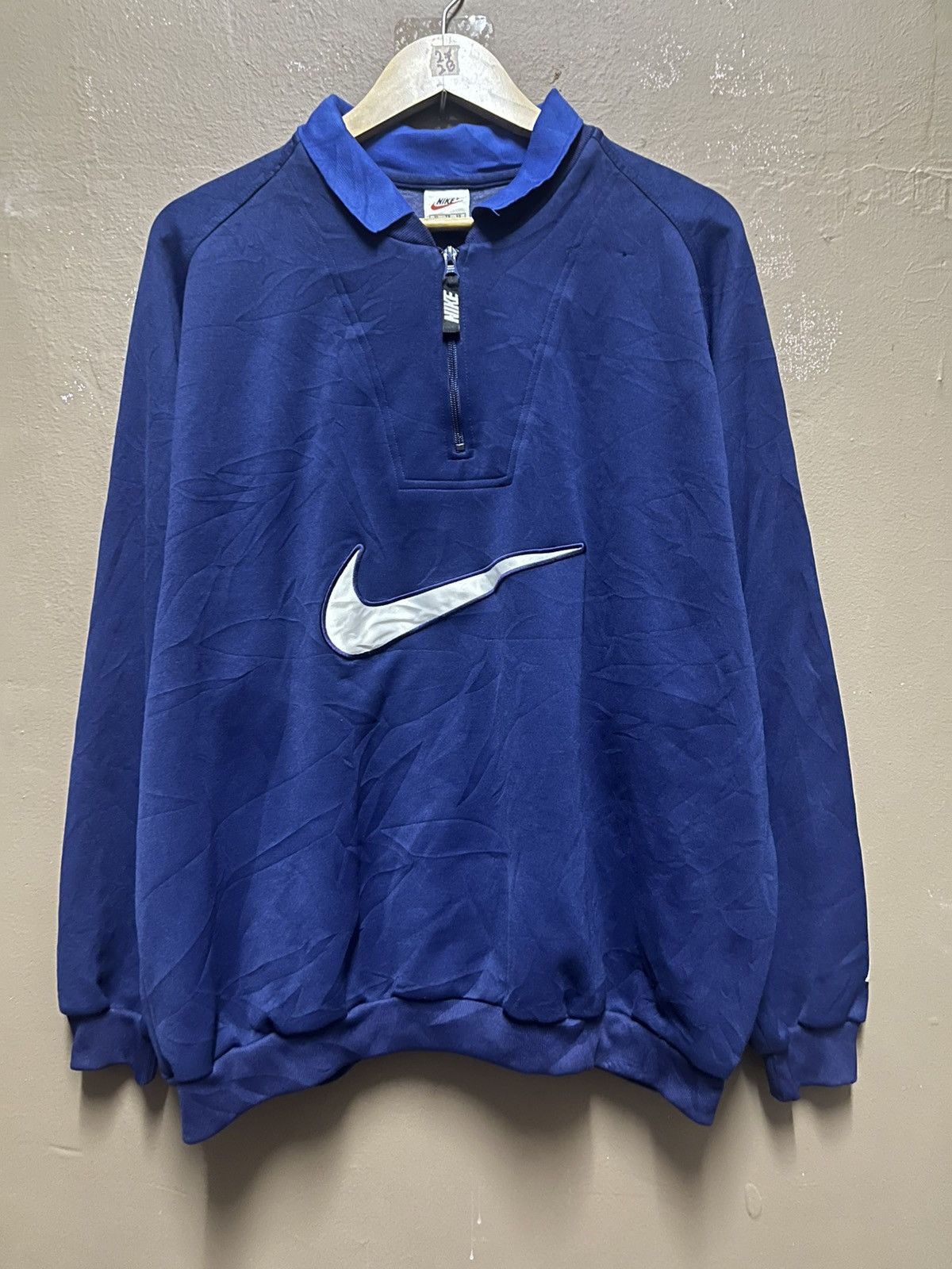 Nike × Vintage Vintage Nike Big Swoosh Halfzipper Size US XL / EU 56 / 4 - 1 Thumbnail