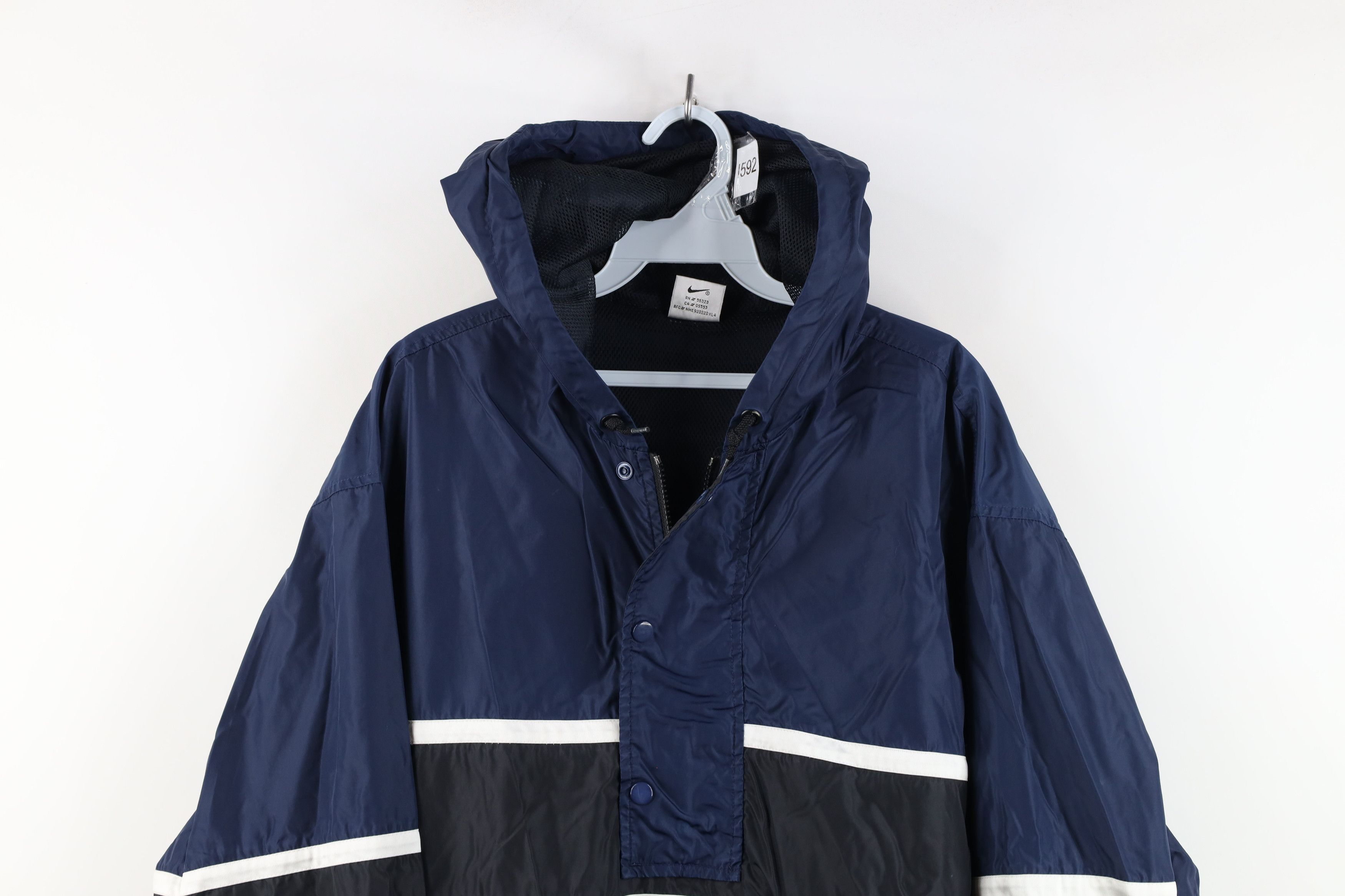 Nike Vintage 90s Nike Scott Mini Swoosh Hooded Anorak Jacket Blue Size US M / EU 48-50 / 2 - 2 Thumbnail
