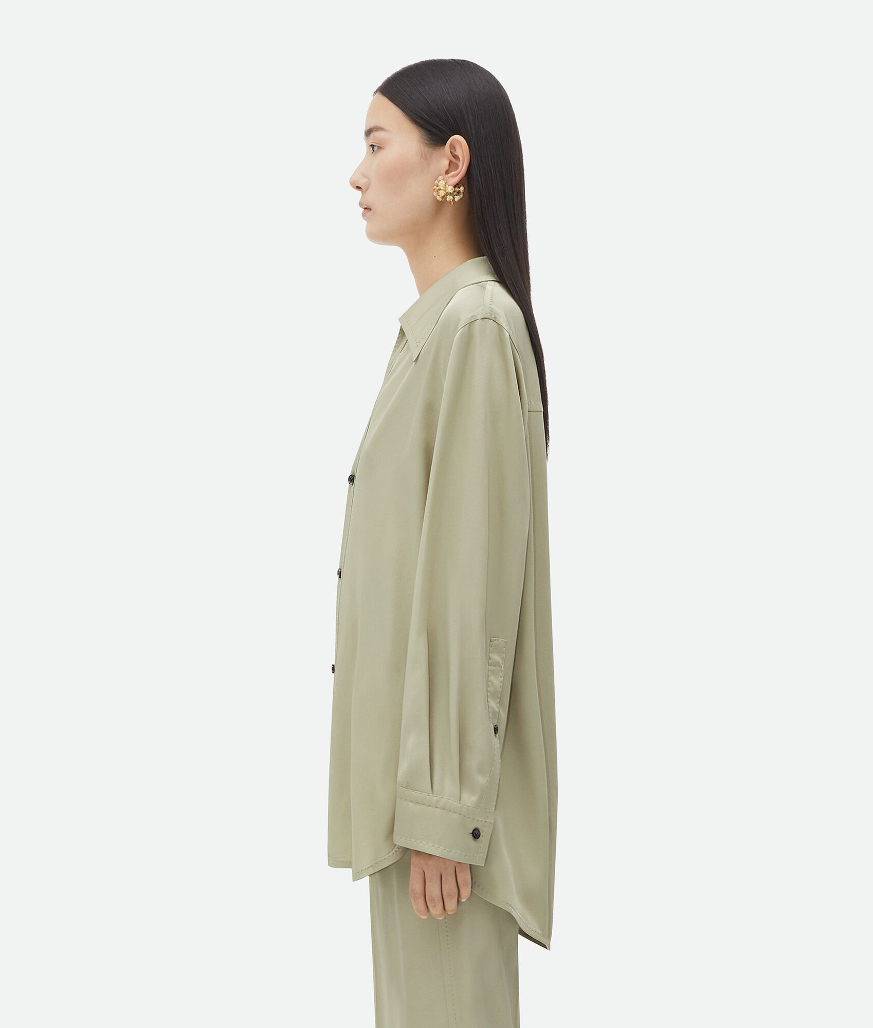Bottega Veneta o1n1vont0625 Viscose Twill Shirt in Stone Size S / US 4 / IT 40 - 2 Thumbnail