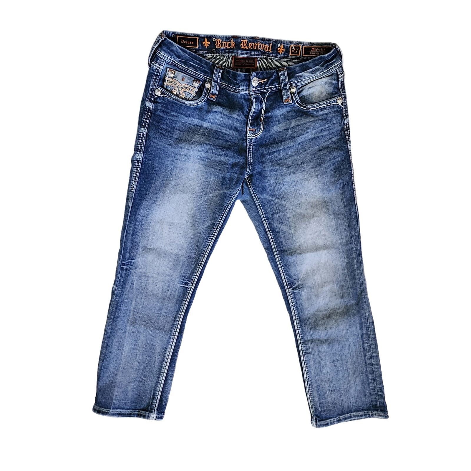 Rock Revival Rock Revival Jeans Women 27EU distressed Mid-Rise Rhinestone Size 30" / US 8 / IT 44 - 2 Thumbnail