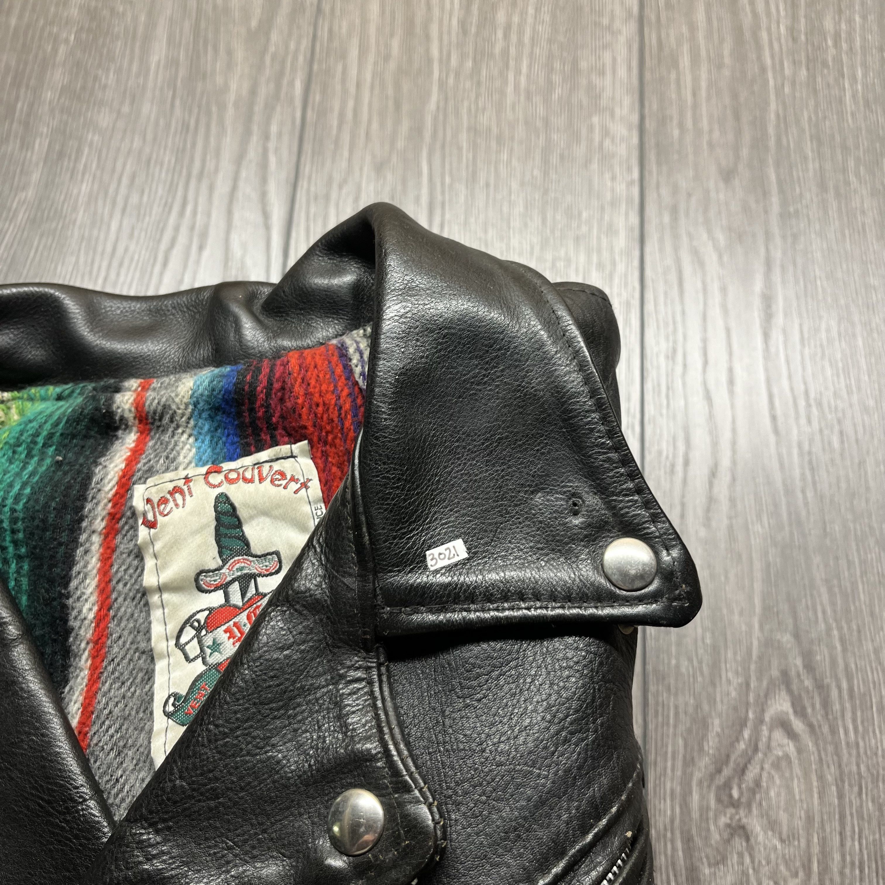 Designer × Vintage Vintage Vent Couvert Leather Lined Biker Jacket 1980s Size US S / EU 44-46 / 1 - 12 Thumbnail