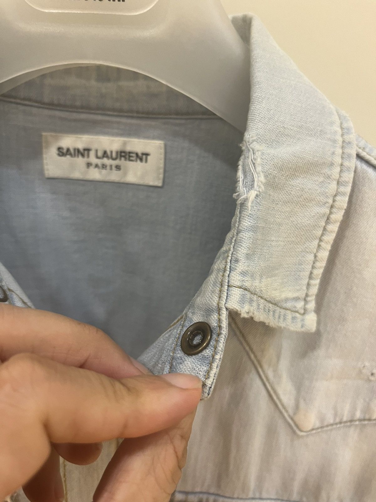 Saint Laurent Paris Distressed western denim shirt size M Size US M / EU 48-50 / 2 - 5 Thumbnail