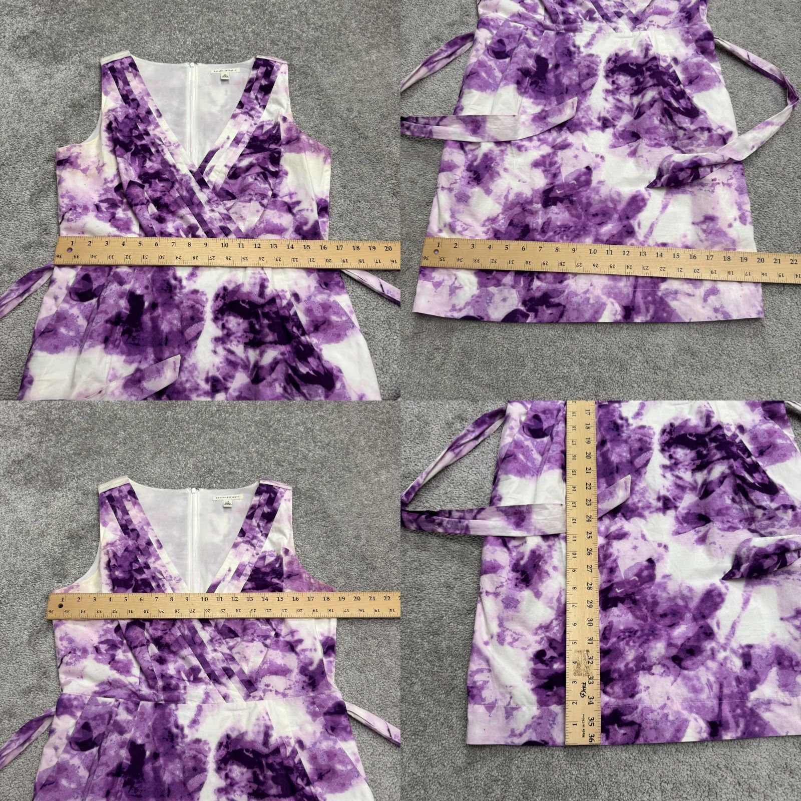 Banana Republic Banana Republic Tie-Dye Pleated Midi Dress Womens 14 Purple Sleeveless V-Neck Size XL / US 12-14 / IT 48-50 - 9 Thumbnail
