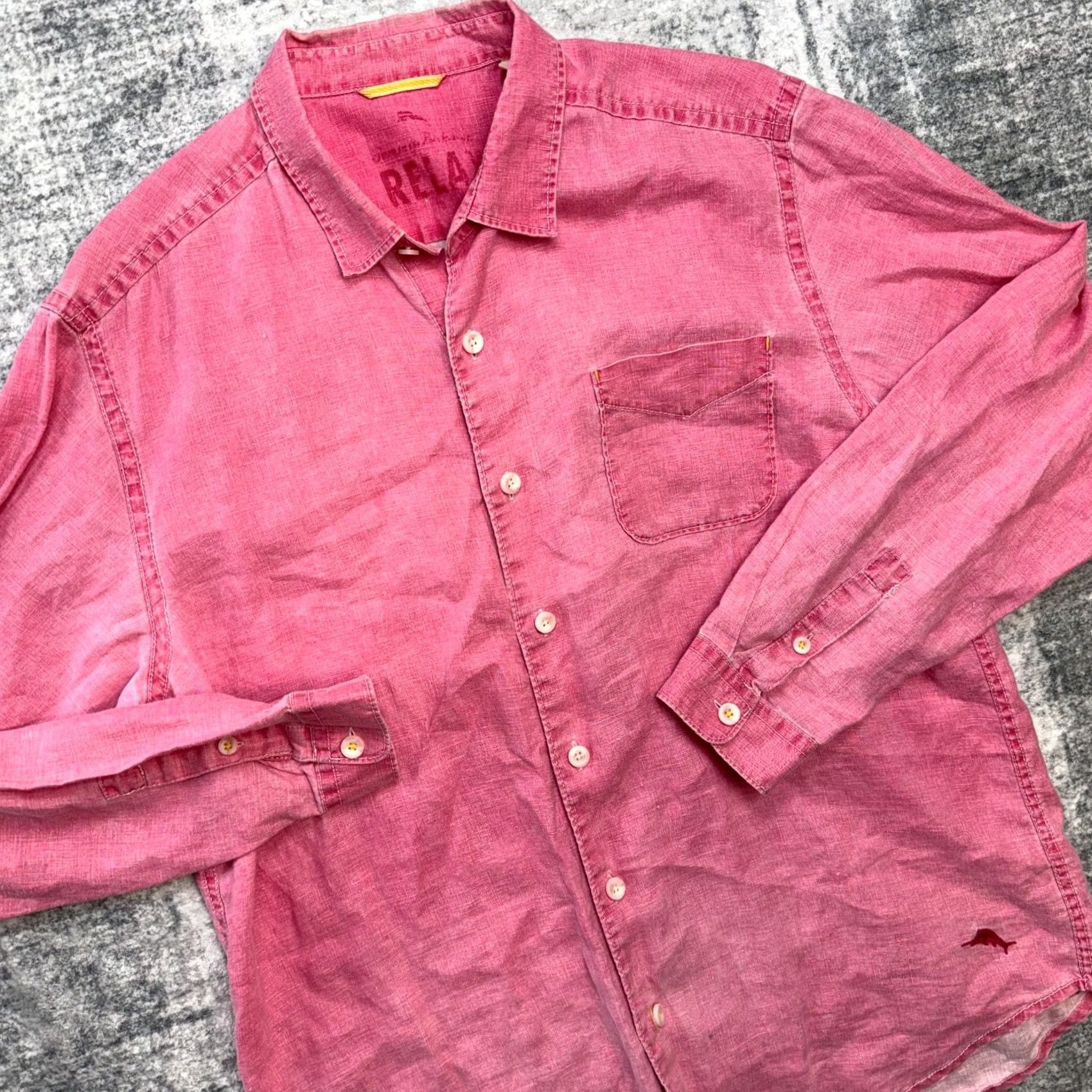 Tommy Bahama Tommy Bahama Shirt Men Large Berry Pink Red Linen Button Up Relaxed Beach Resort Shirt Size US L / EU 52-54 / 3 - 2 Thumbnail