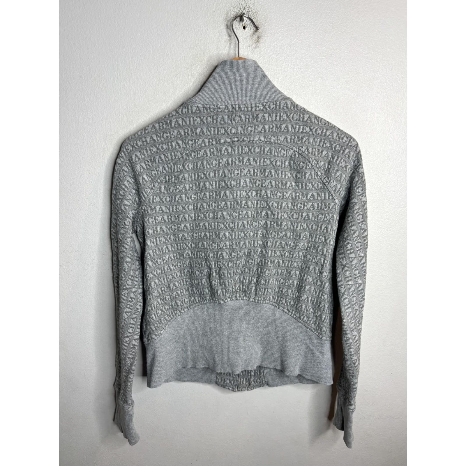 Armani Exchange Armani Exchange Sweater Womens Small Gray Full Zip Monogram Logo Stand Collar Size S / US 4 / IT 40 - 5 Thumbnail