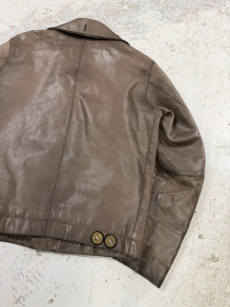 Prada 2000s Prada Brown Avant-Garde Biker Leather Jacket Size US M / EU 48-50 / 2 - 6 Thumbnail