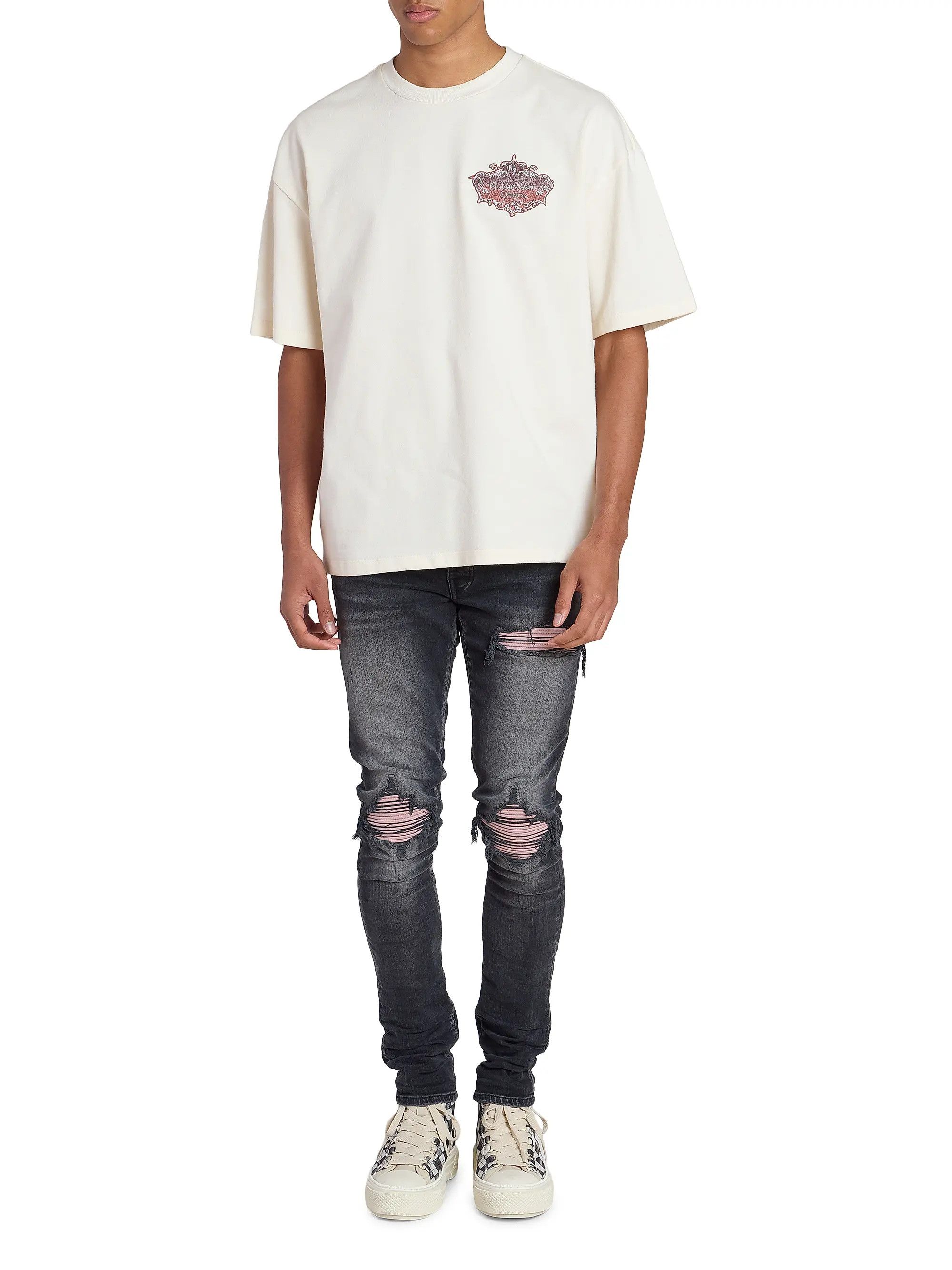 Amiri os11x0526 Chateau Crest Logo Oversized T-Shirt in White Size US L / EU 52-54 / 3 - 2 Thumbnail