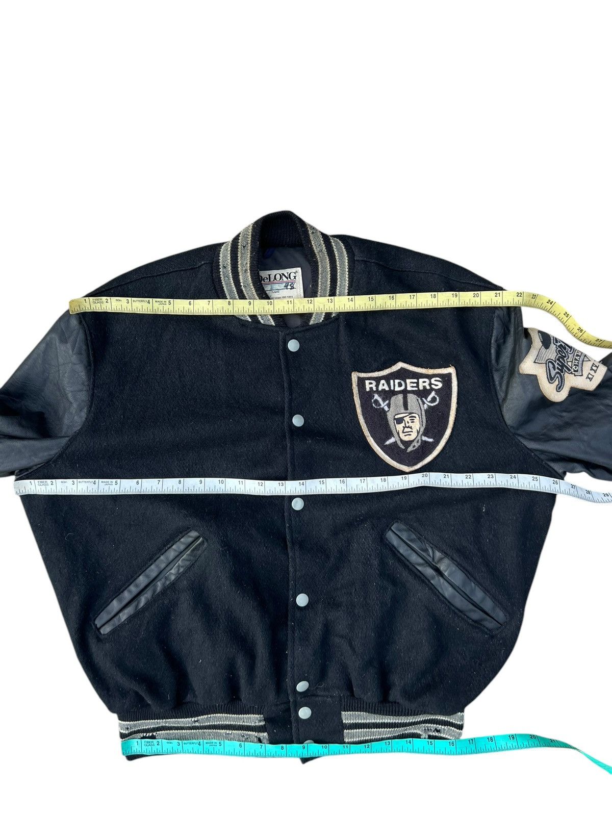 NBA 80s 90s DeLONG Raiders Football Distressed Varsity Jacket Size US L / EU 52-54 / 3 - 2 Thumbnail