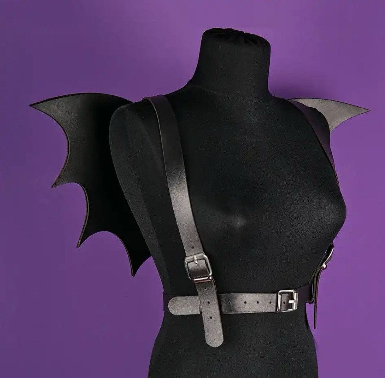 Leather Halloween Costume Bat Wing PU Leather Belt Size ONE SIZE - 4 Thumbnail
