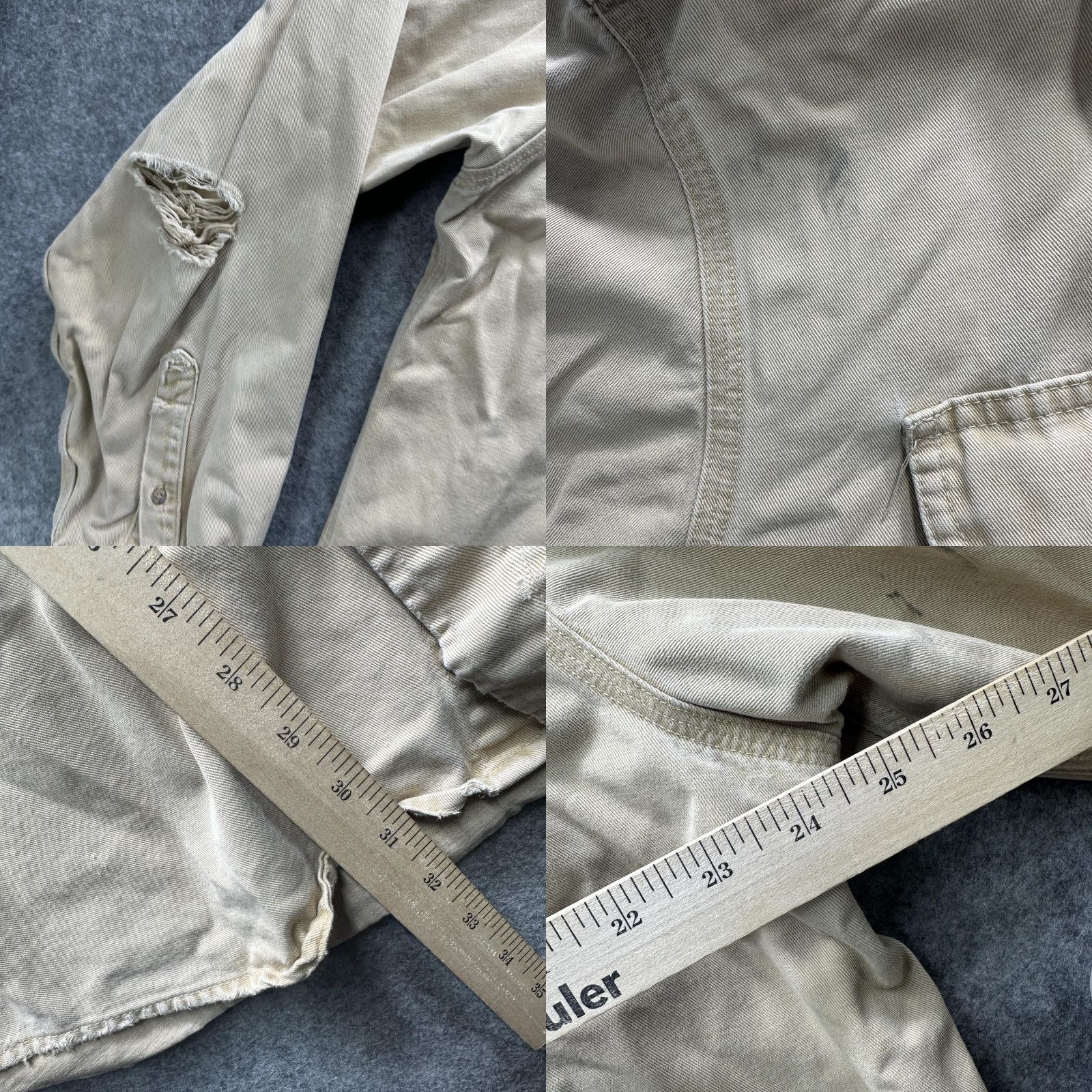 Carhartt VINTAGE Carhartt Shirt Mens XLT Beige Cotton Twill Workwear Button Up Distressed Size US XL / EU 56 / 4 - 10 Thumbnail