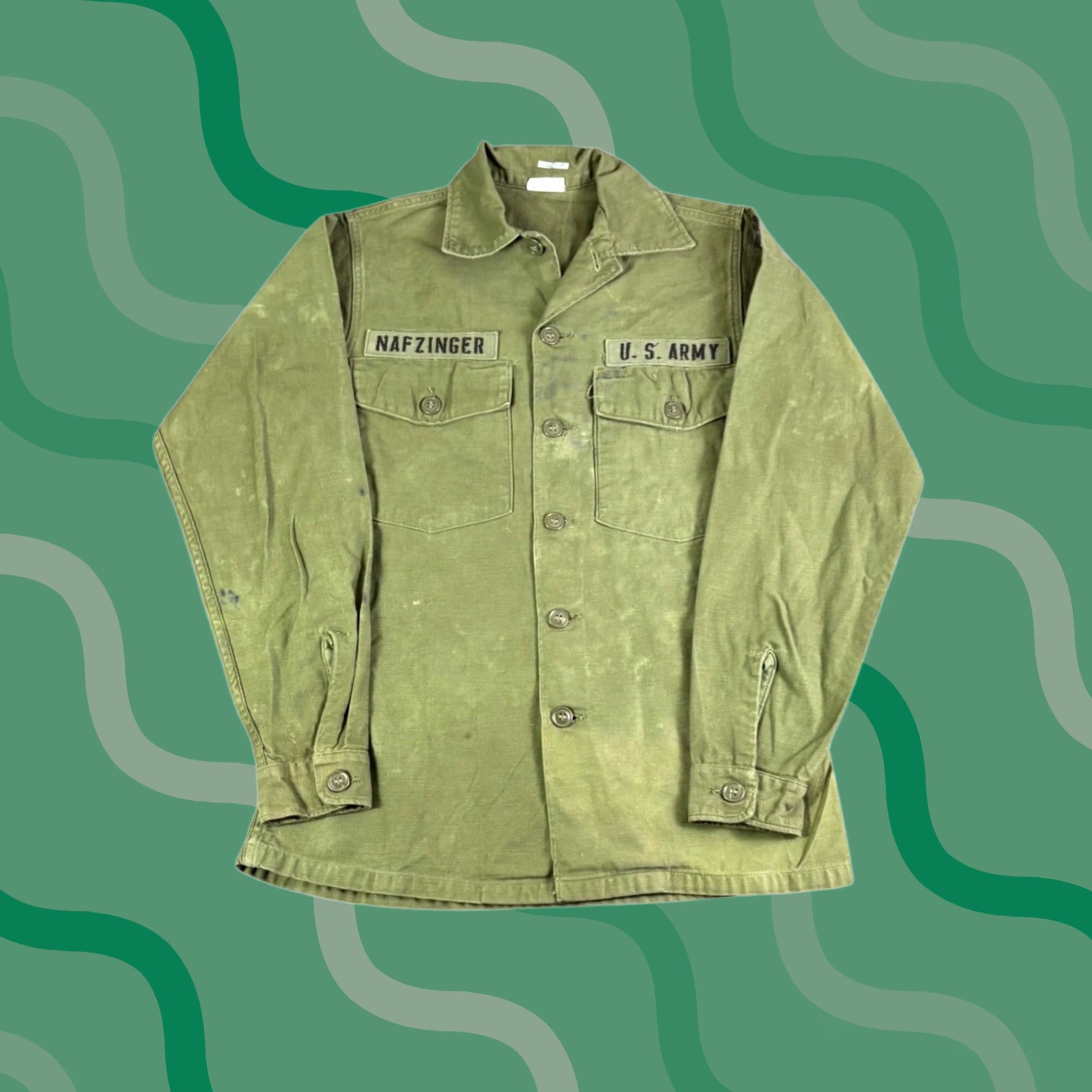 Olive VINTAGE US Army Nafzinger Olive Green Utility Field Shirt Mens Size 42 Green Military Cotton Shirt Men 1912 Size US XL / EU 56 / 4 - 1 Thumbnail