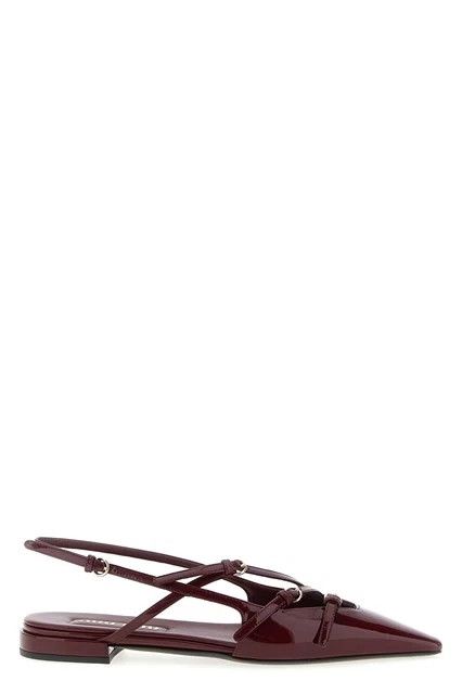 MIU MIU Red Leather Buckle Flats New And Authentic