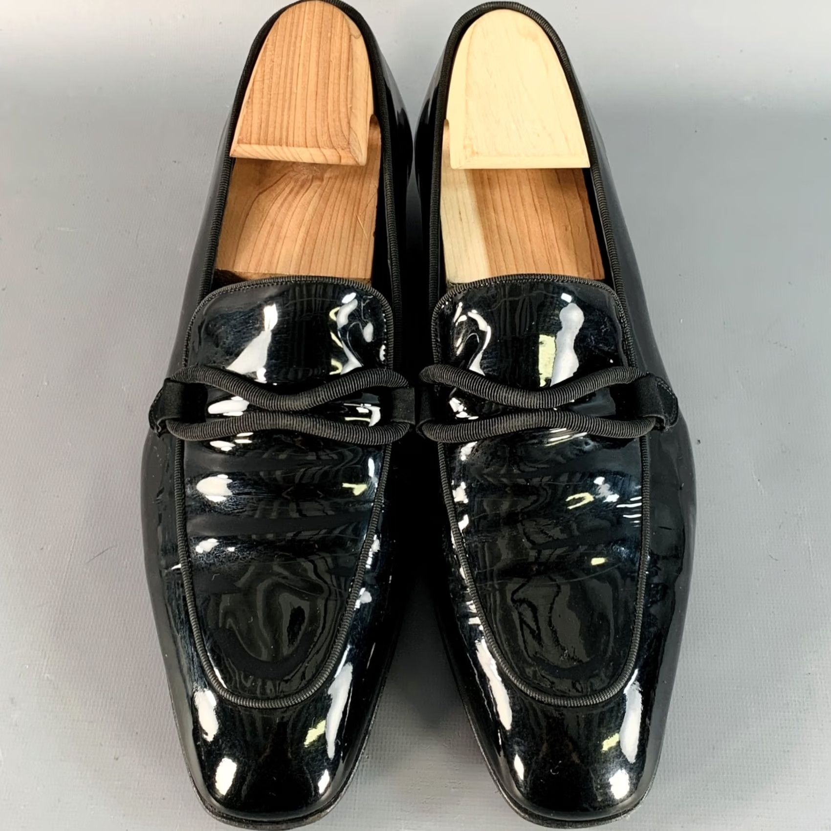 Tom Ford TOM FORD Slip On Mens Black Size Nero Patent Leather Grosgrain Trim Loafers Size US 11 / EU 44 - 4 Thumbnail
