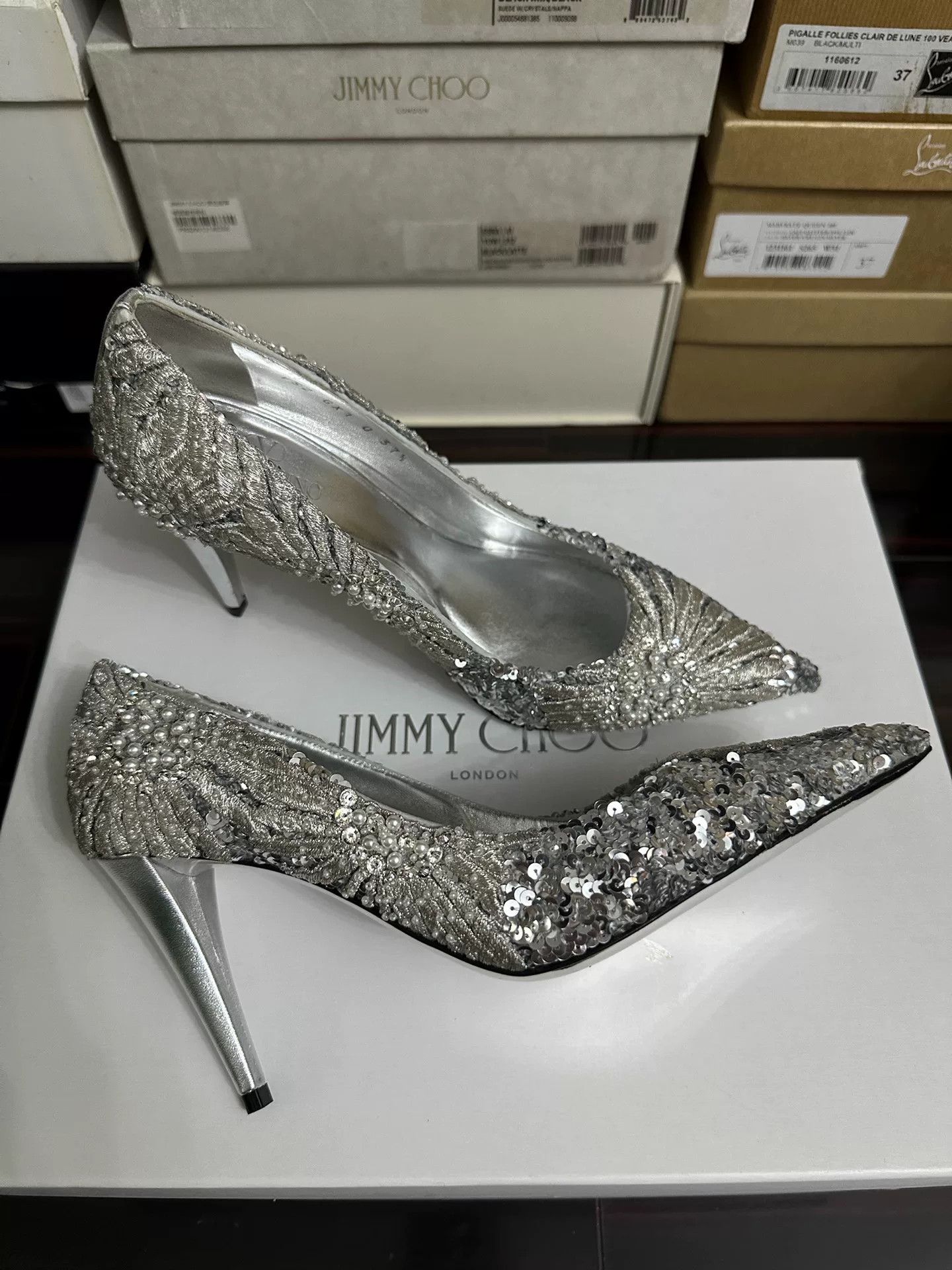 Valentino Valentino Silver Sequin High Heels Size US 6.5 / IT 36.5 - 1 Thumbnail