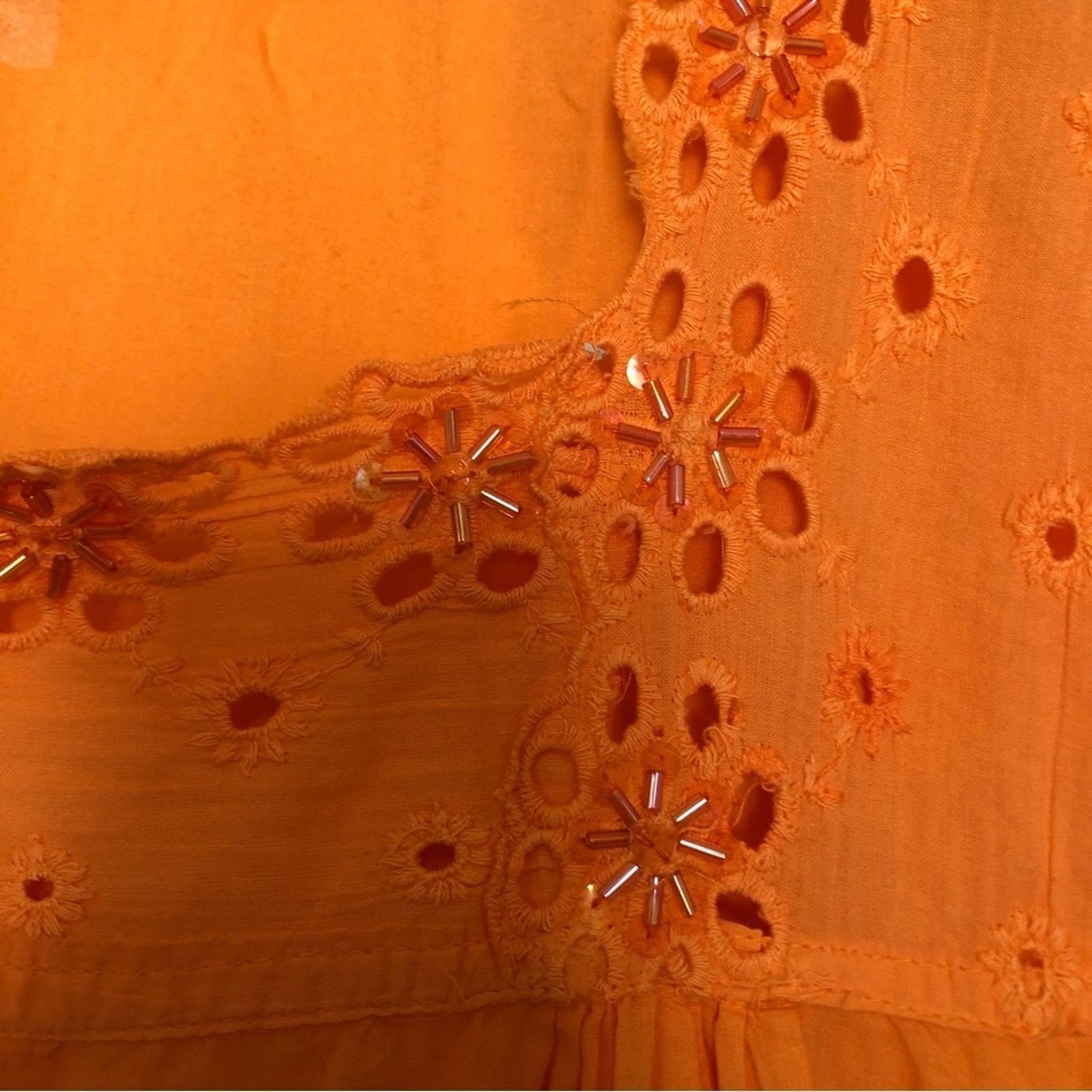 Other Ruby n Style Orange Cotton Embroidered Short Sleeve Blouse Size XL / US 12-14 / IT 48-50 - 4 Thumbnail