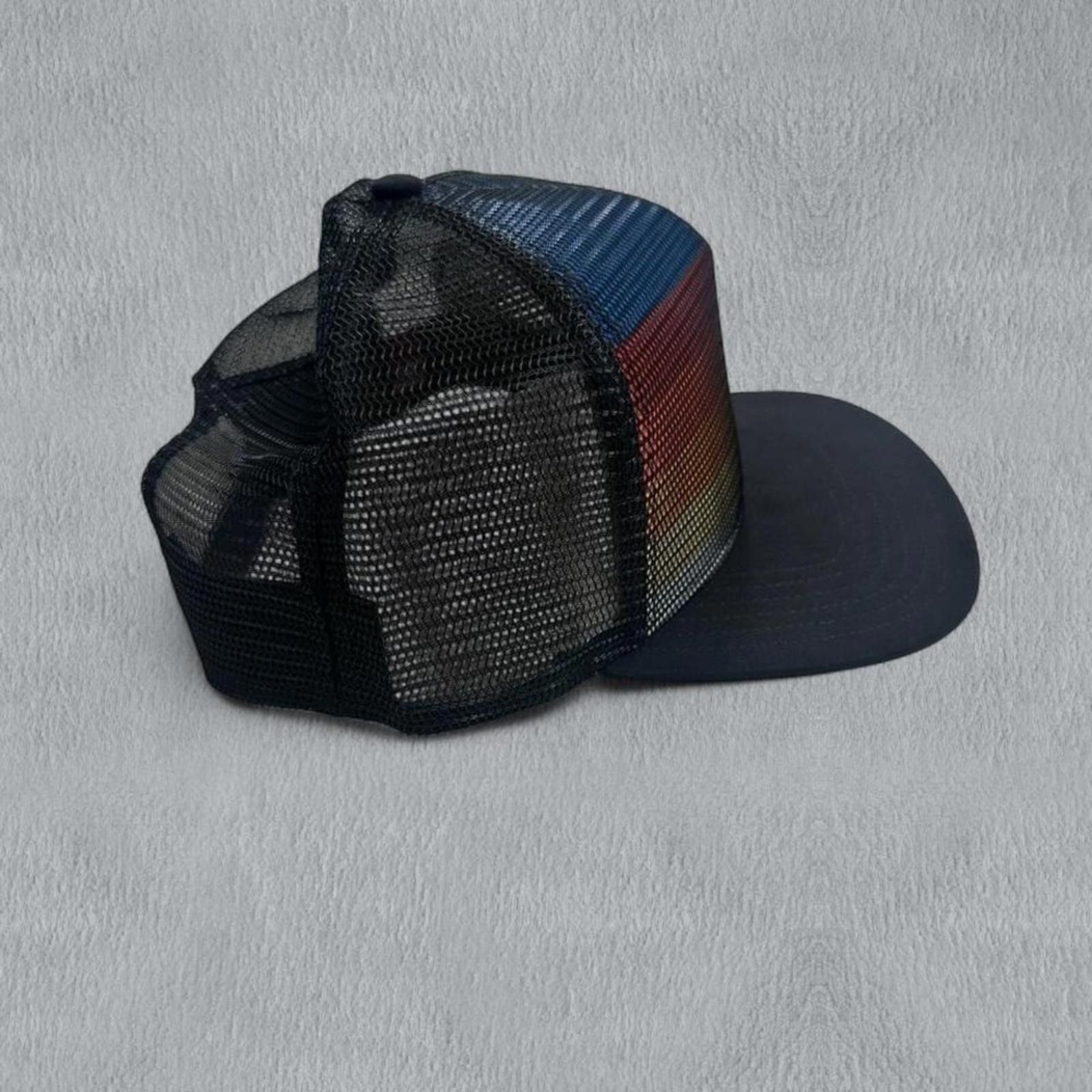 Other Trucker Hat Stripes Mesh Black Snap Back Short Bill RED LBL Size ONE SIZE - 4 Thumbnail