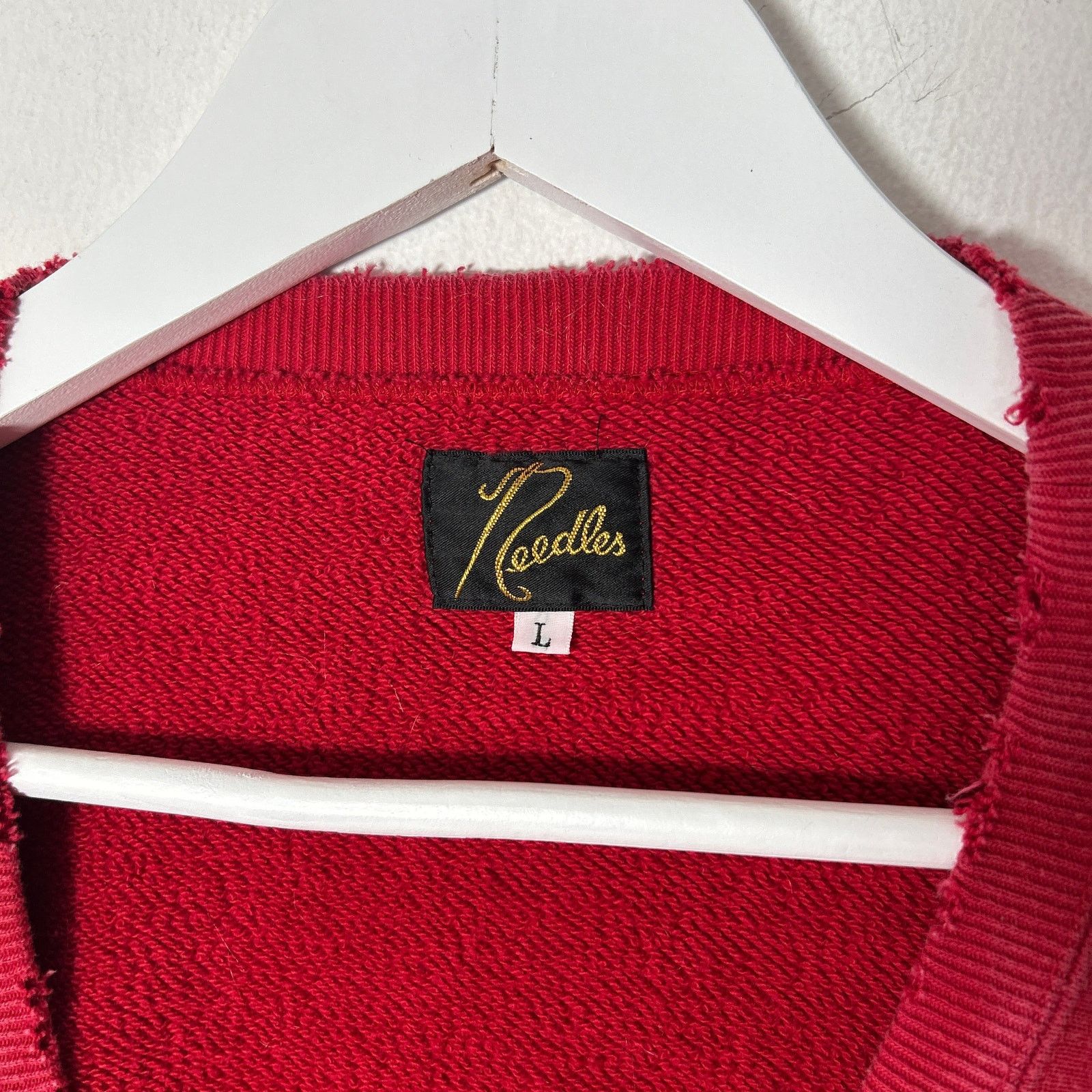 Needles Needles Distressed Red Crewneck Sweater Size L Size US L / EU 52-54 / 3 - 4 Thumbnail