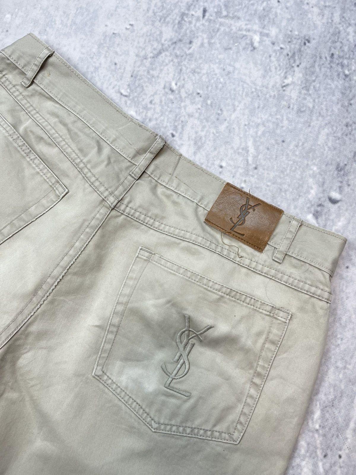 Vintage × Yves Saint Laurent YSL 00s casual pants luxury beige jeans Yves Saint Laurent Size US 36 / EU 52 - 3 Thumbnail