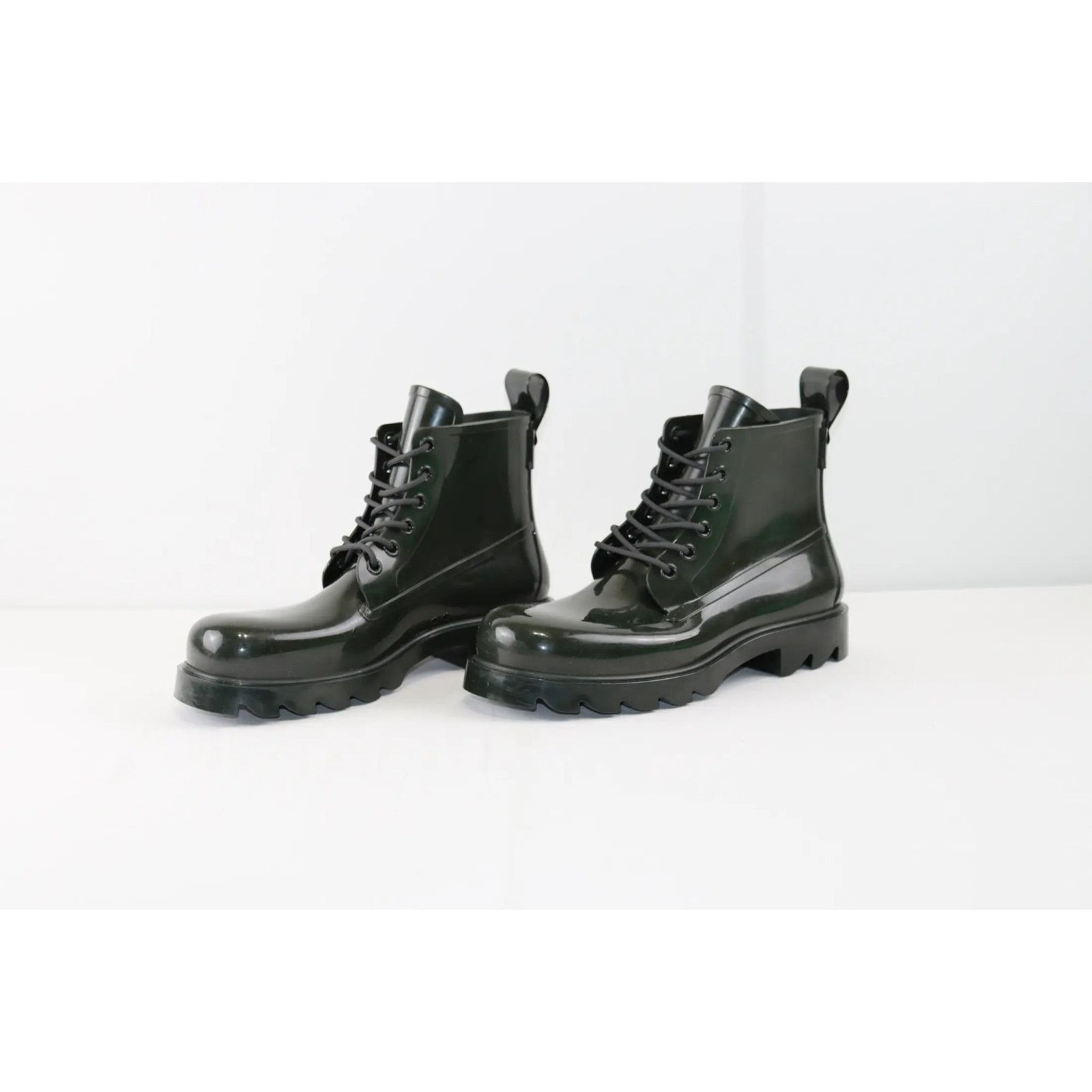 Bottega Veneta o1rshd1 Shiny Rubber Stride Ankle Boots in Bottle Green Size US 9 / EU 42 - 5 Thumbnail
