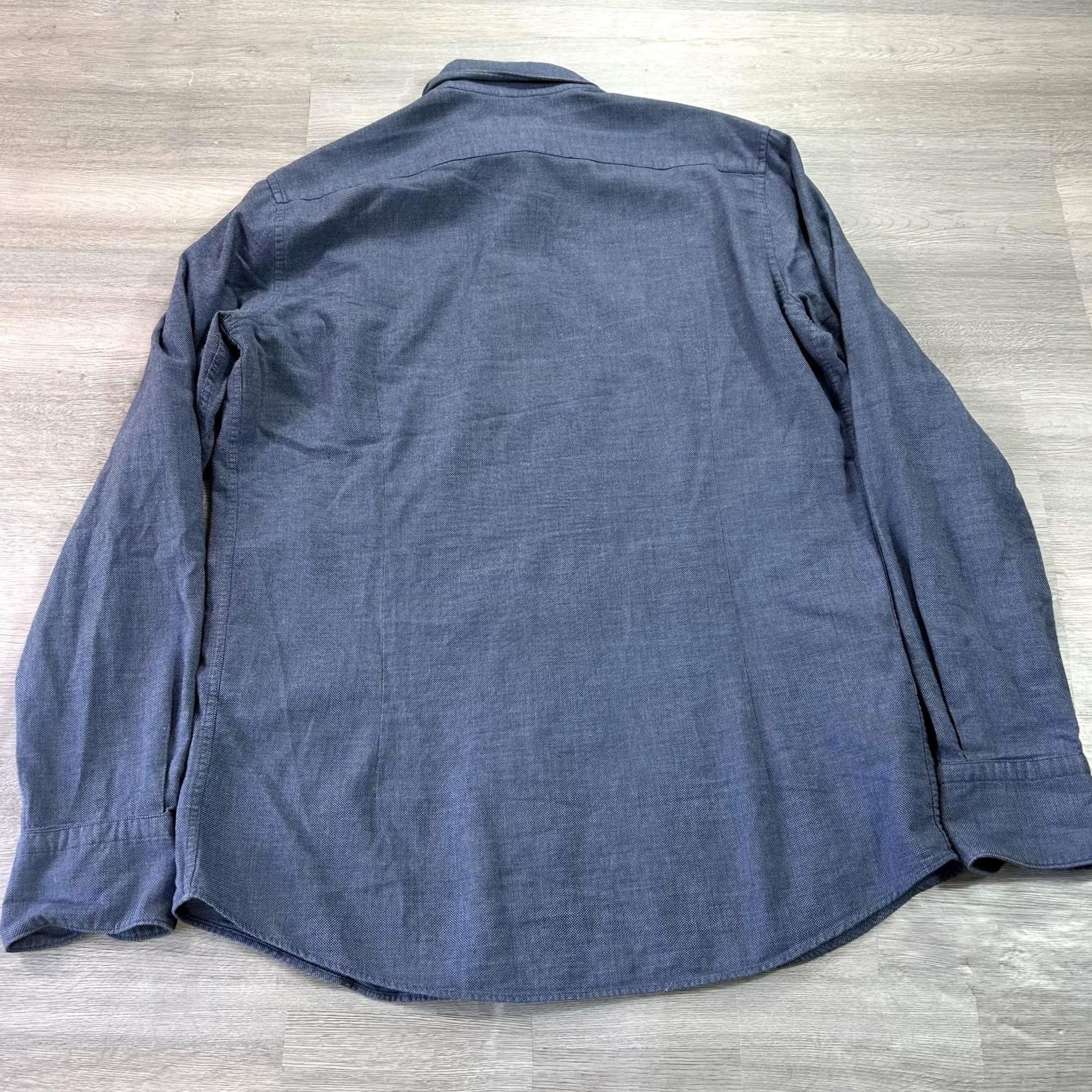 Massimo Dutti Massimo Dutti Shirt Mens M Blue 100% Cotton Long Sleeve Dress Shirt Dress Shirt Mens Medium Blue Solid Textured All Seasons Business Casual Mens Size 40R - 2 Thumbnail