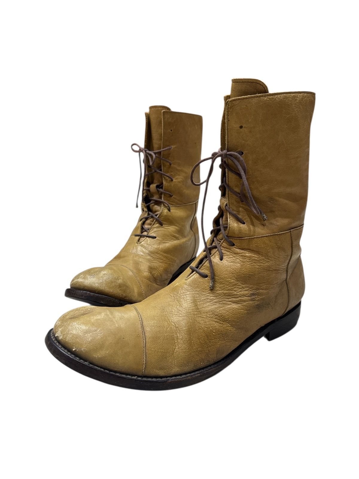 Japanese Brand PARANOID JAPAN FULL LEATHER HI CUT LACE UP BOOTS Size US 8.5 / EU 41-42 - 4 Thumbnail