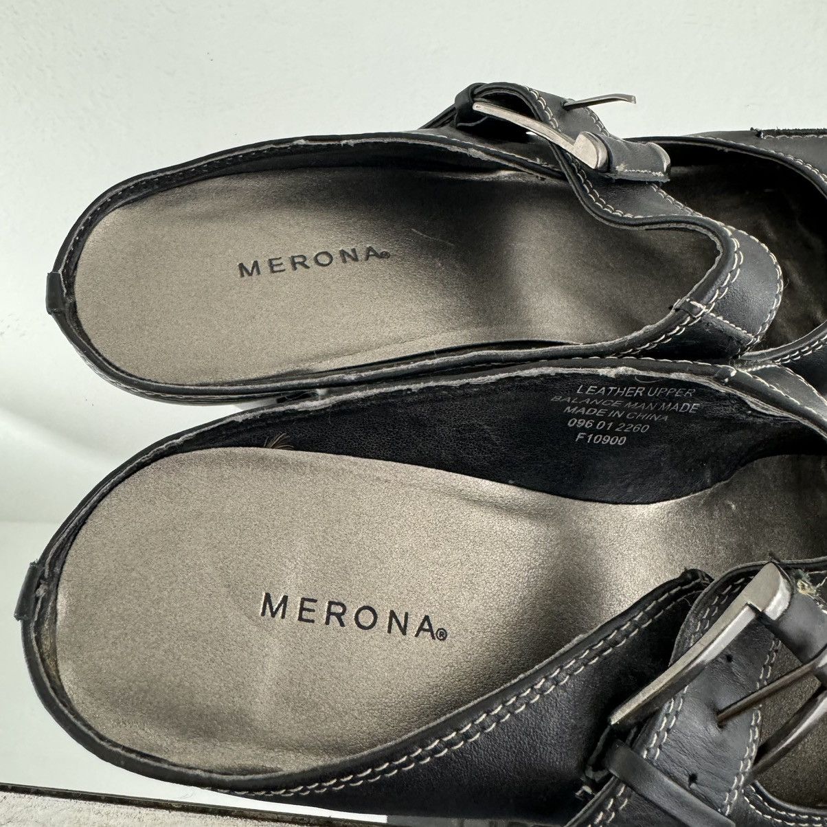Merona MERONA Vintage Y2K Black Leather Edgy Mary Jane Mule Heels Size US 7.5 / IT 37.5 - 13 Thumbnail