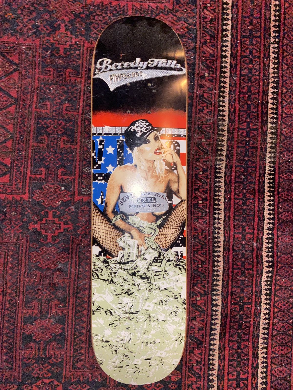 image of Vintage Beverly Hills Pimps And Hos Skateboard Used Collectors Item in Black, Men's